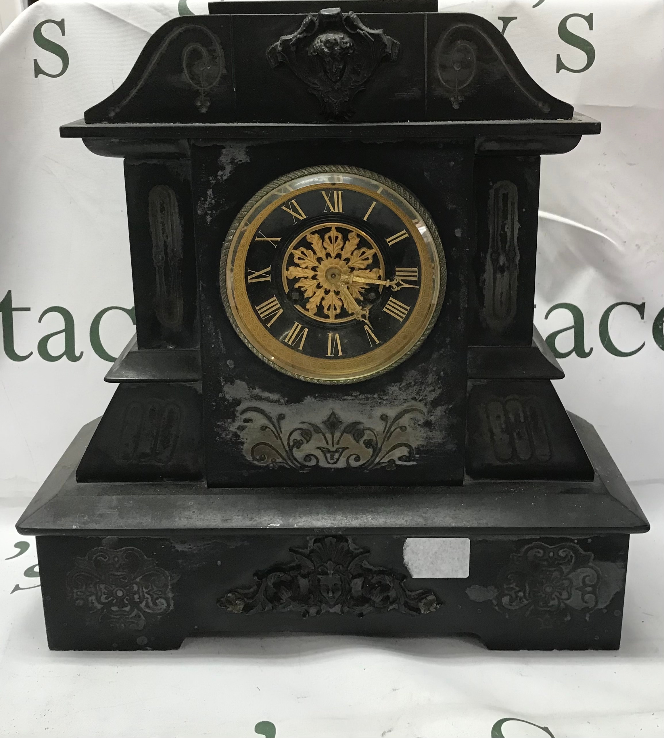 Victorian slate mantel clock (not working) 36cm tall