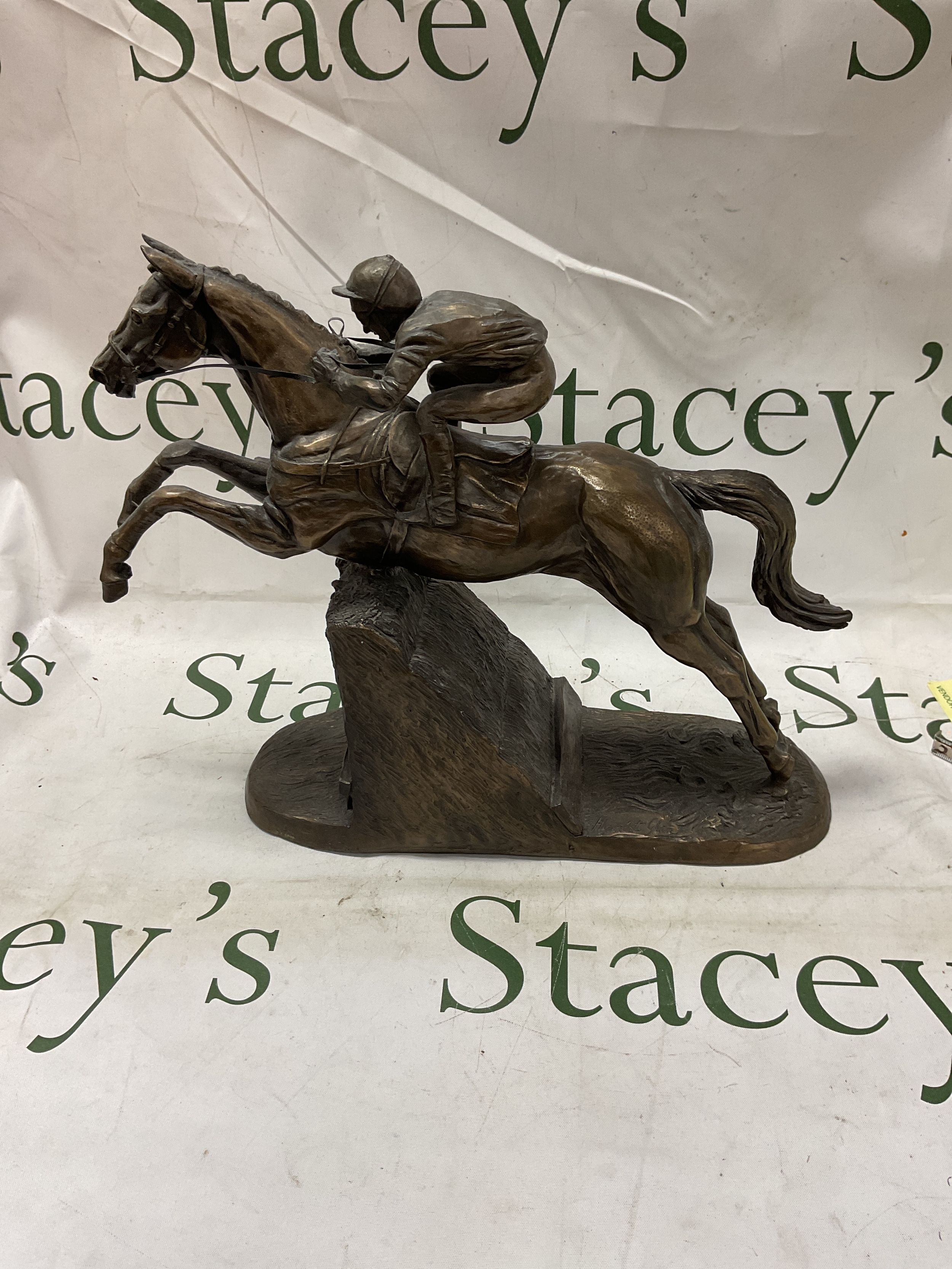 Large resin figure of "Best Mate" racehorse, Cheltenham cup winner 2003,3,4. 29 cm x 33cm.