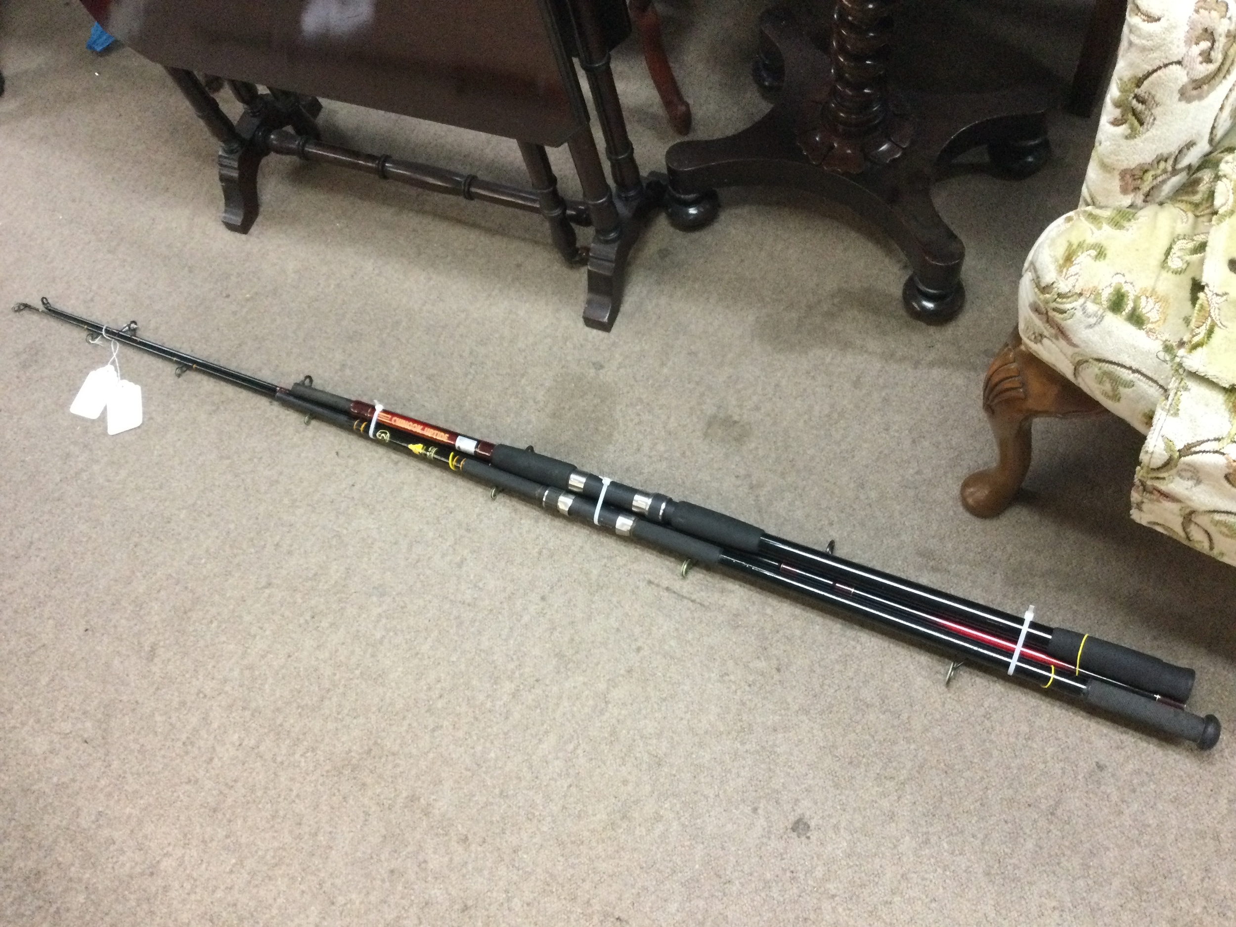 A vintage Chinook Uptide 2.85 meters casting weight 2-602 excellent condition and a vintage Sundridge Cygnus upside 9ft casting weight 4oz in good condition 