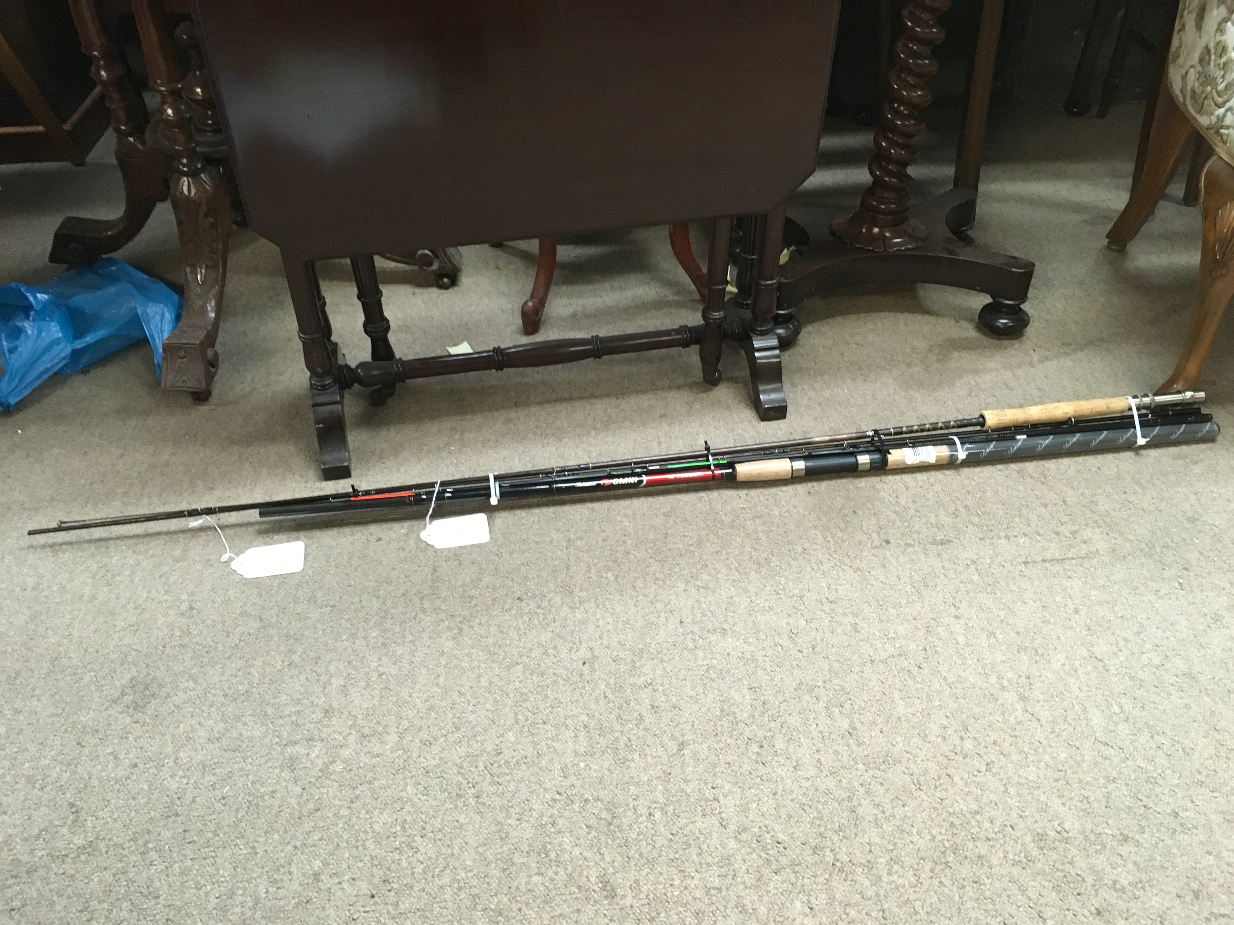 A vintage sigma graphite fly rod, 9ft 6in new and Shakespeare omni 12ft feeder 12ft two tips , new 
