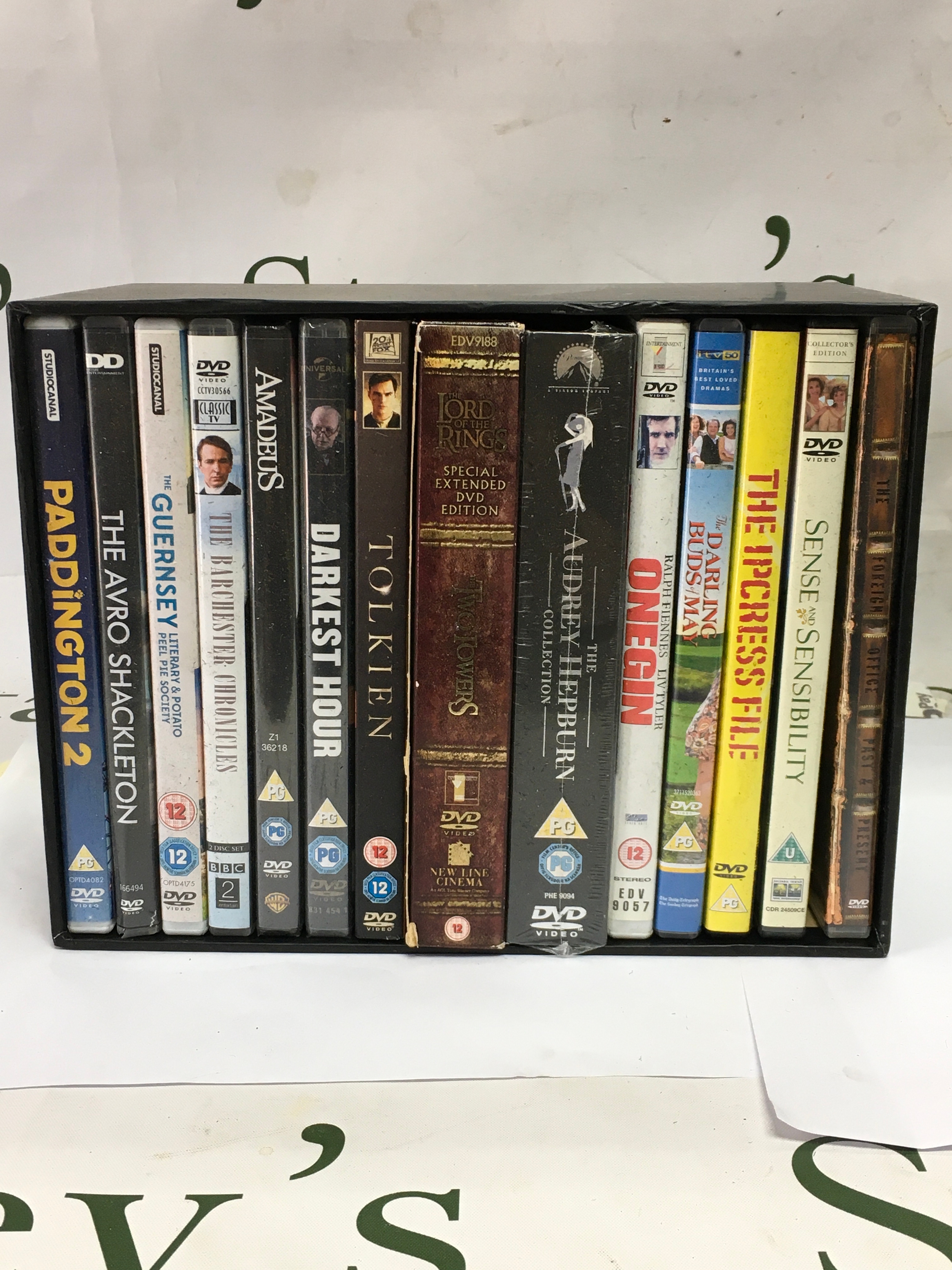 A collection of different film DVDs 
