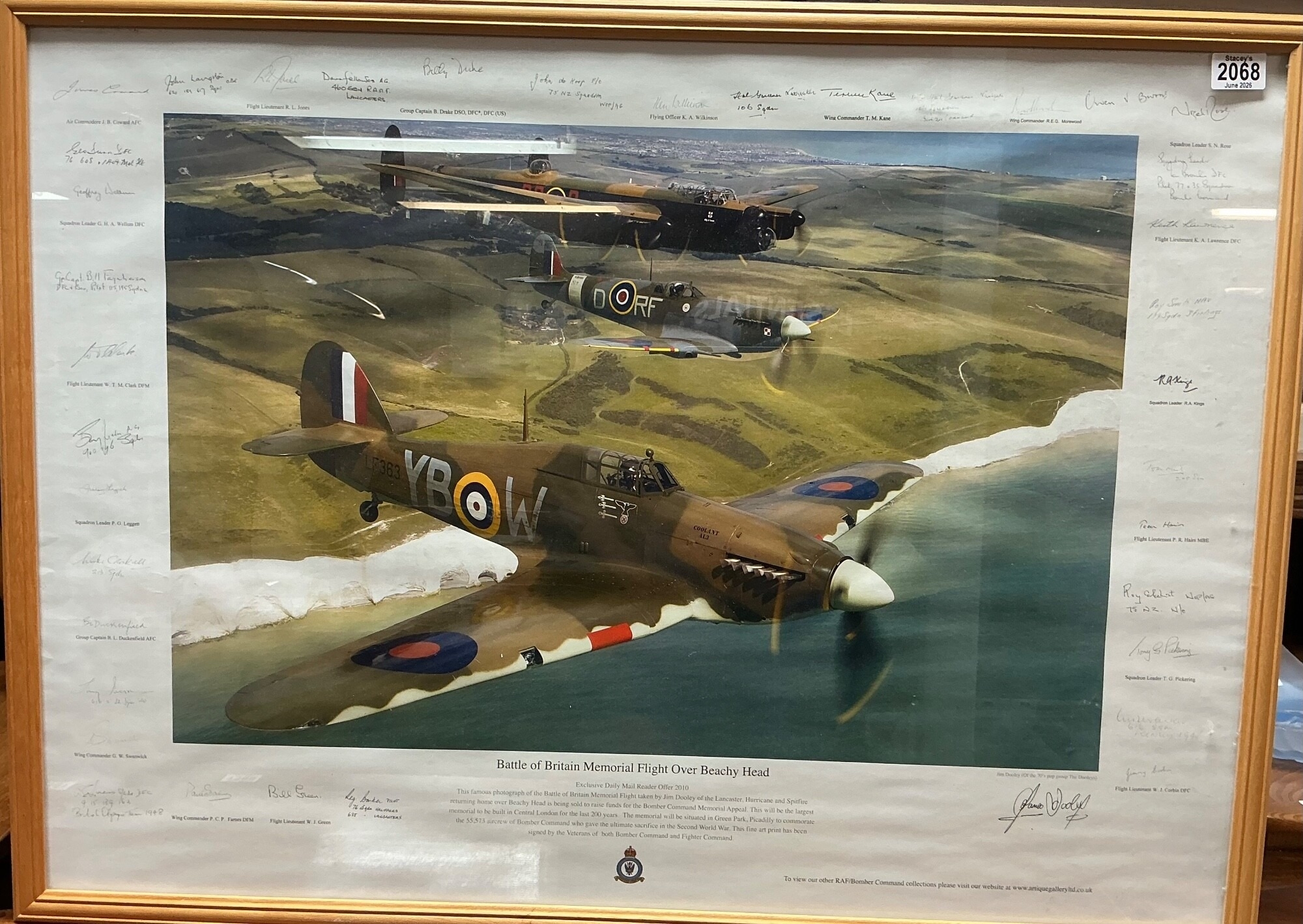 Battle of Britain memorial fight over beach head (signed) printed. Height: 69cm Width: 95cm NO RESERVE