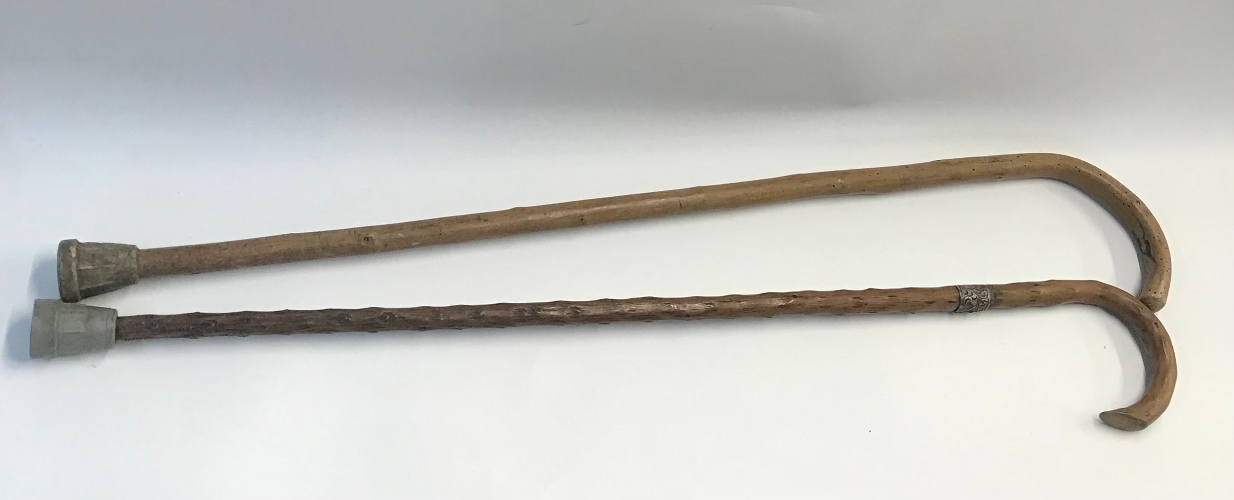 2 wooden walking stick 