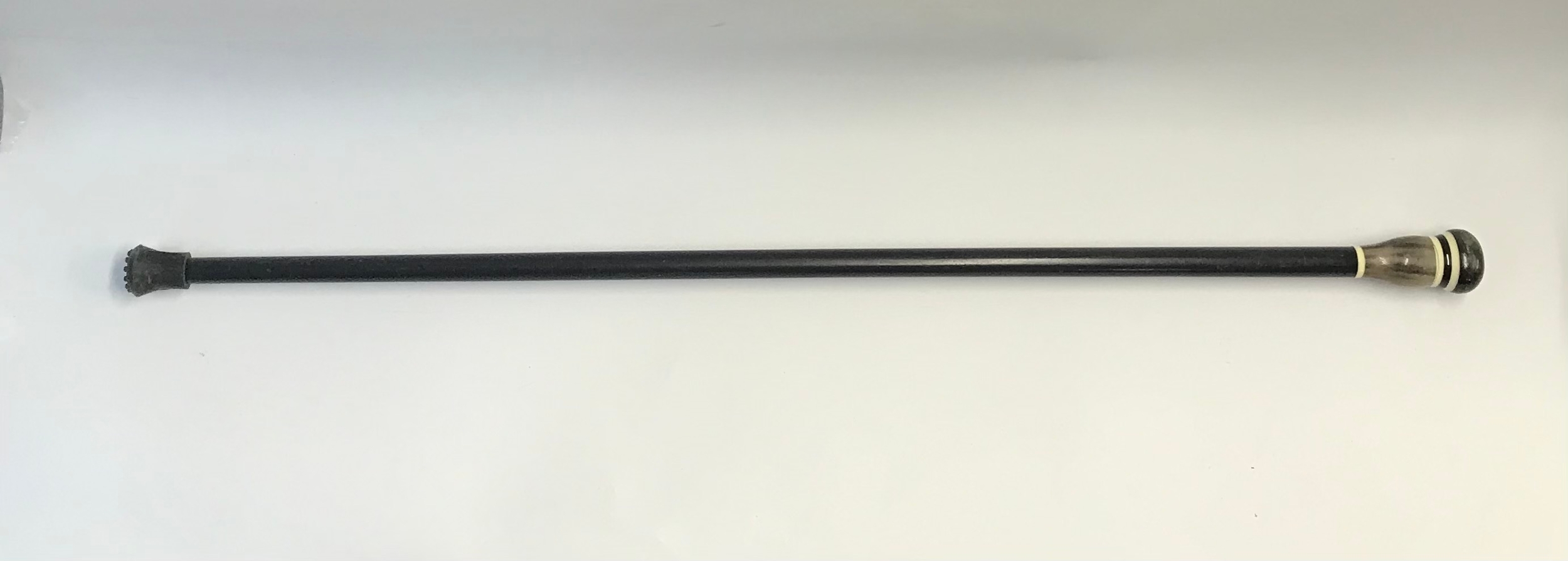 Polished ebony - shaft walking cane - horn style knob handle 