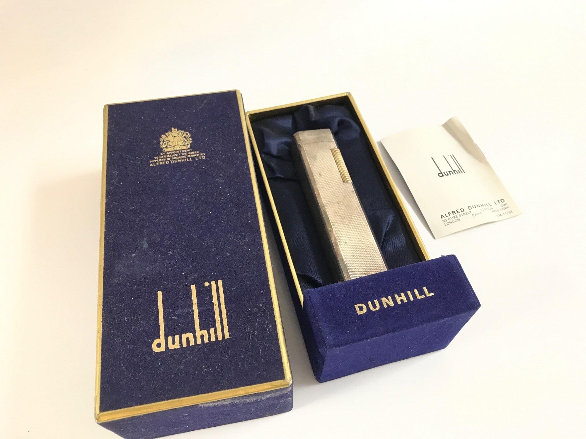A Dunhill Tallboy lighter in a fitted box