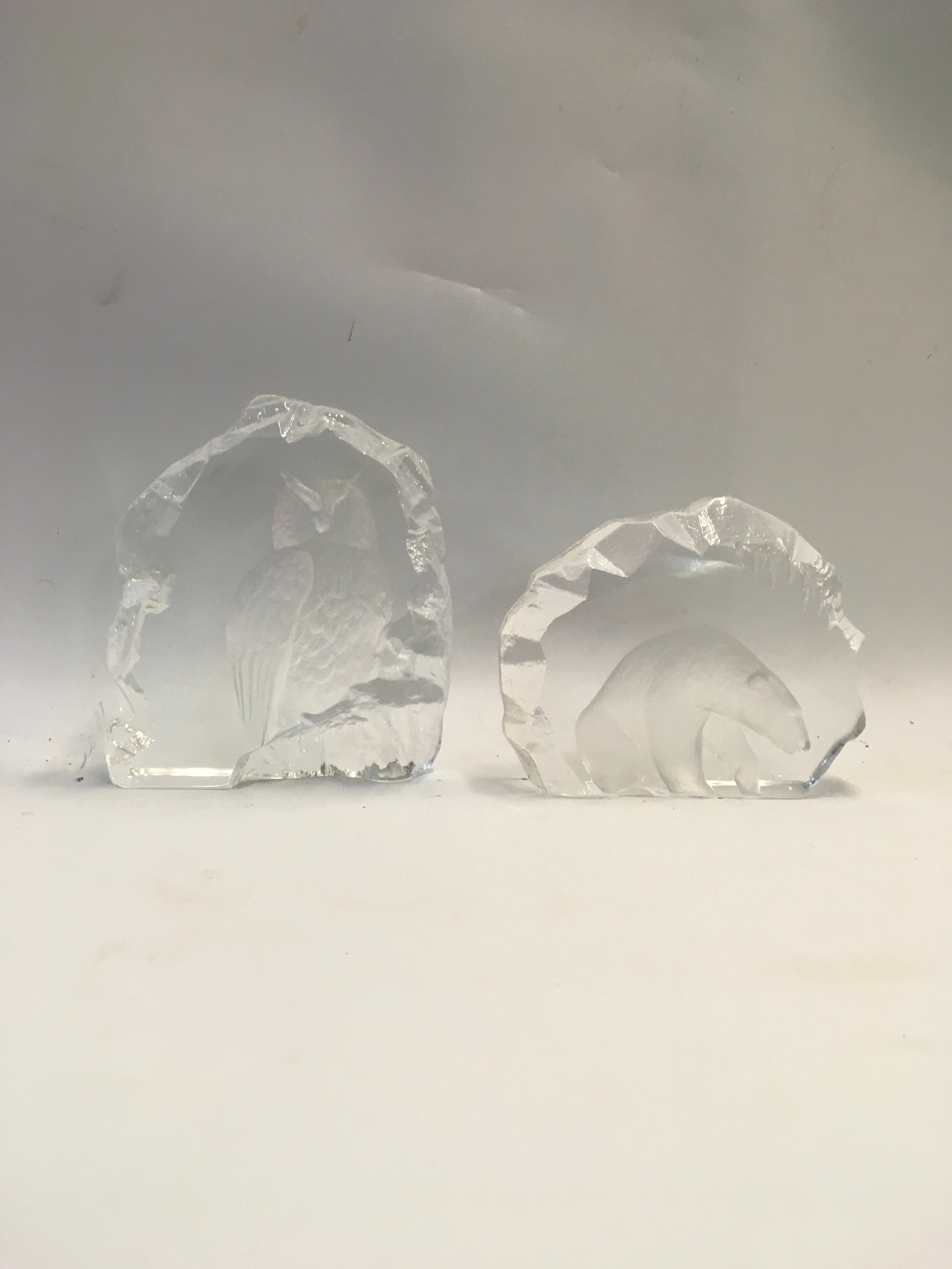 Swedish lead crystal intaglio paperweights