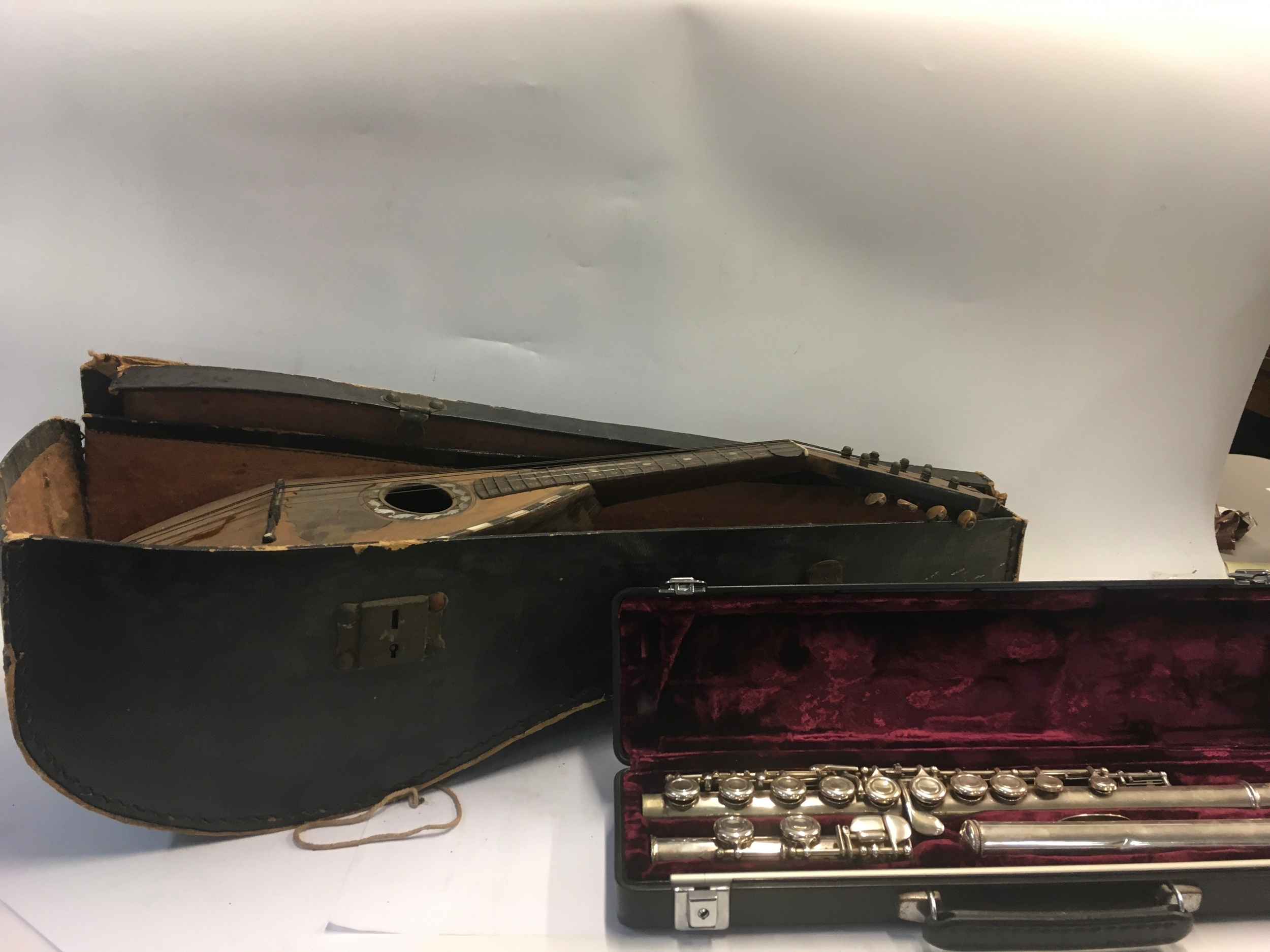 A Bowl back Mandolin and a western concert flute.  