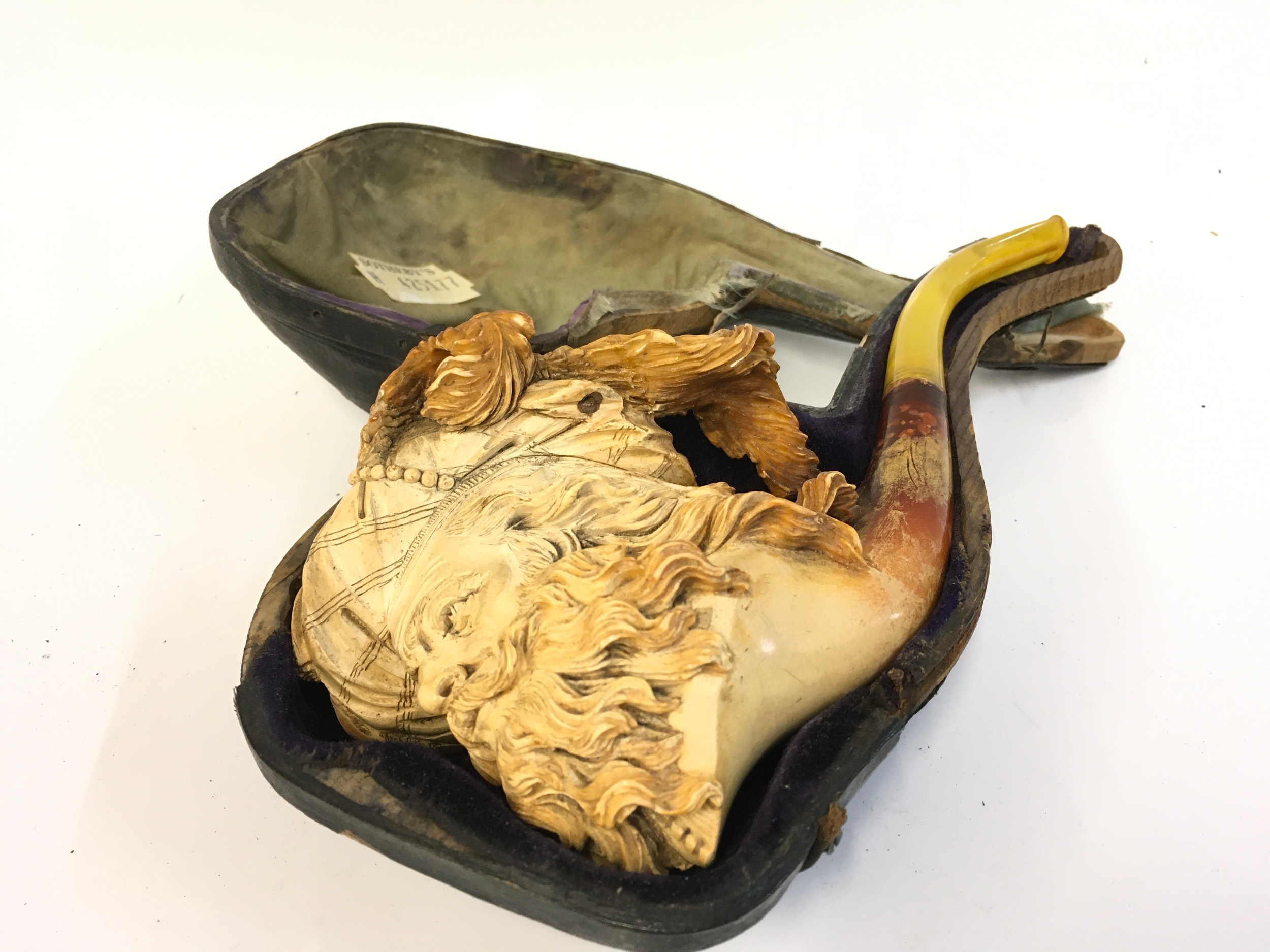 A Scottish Meerschaum pipe with a traditional Scottish highlander design  , 20cm long 