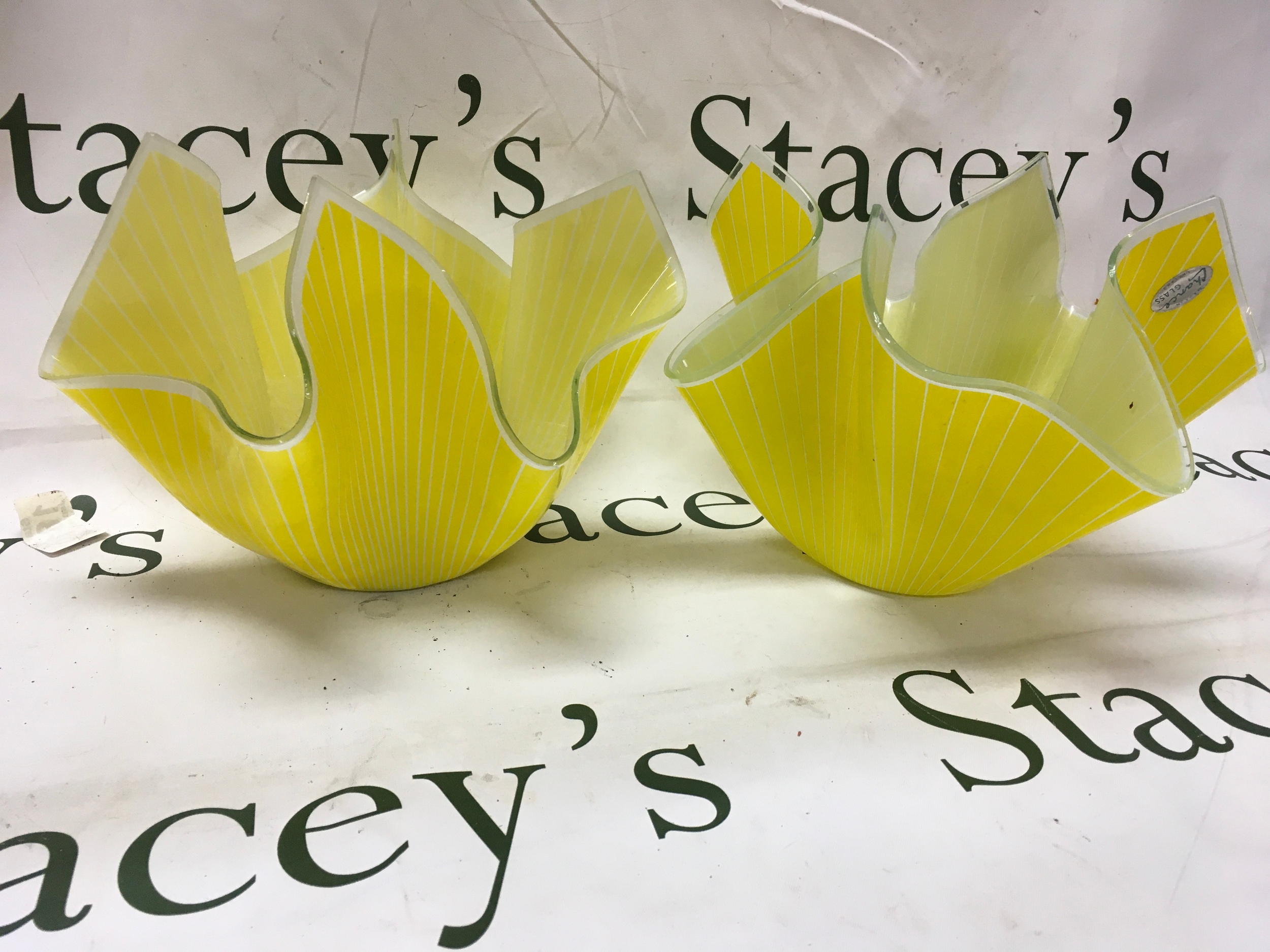 Pair of vintage Italian handkerchief glass shade/vase