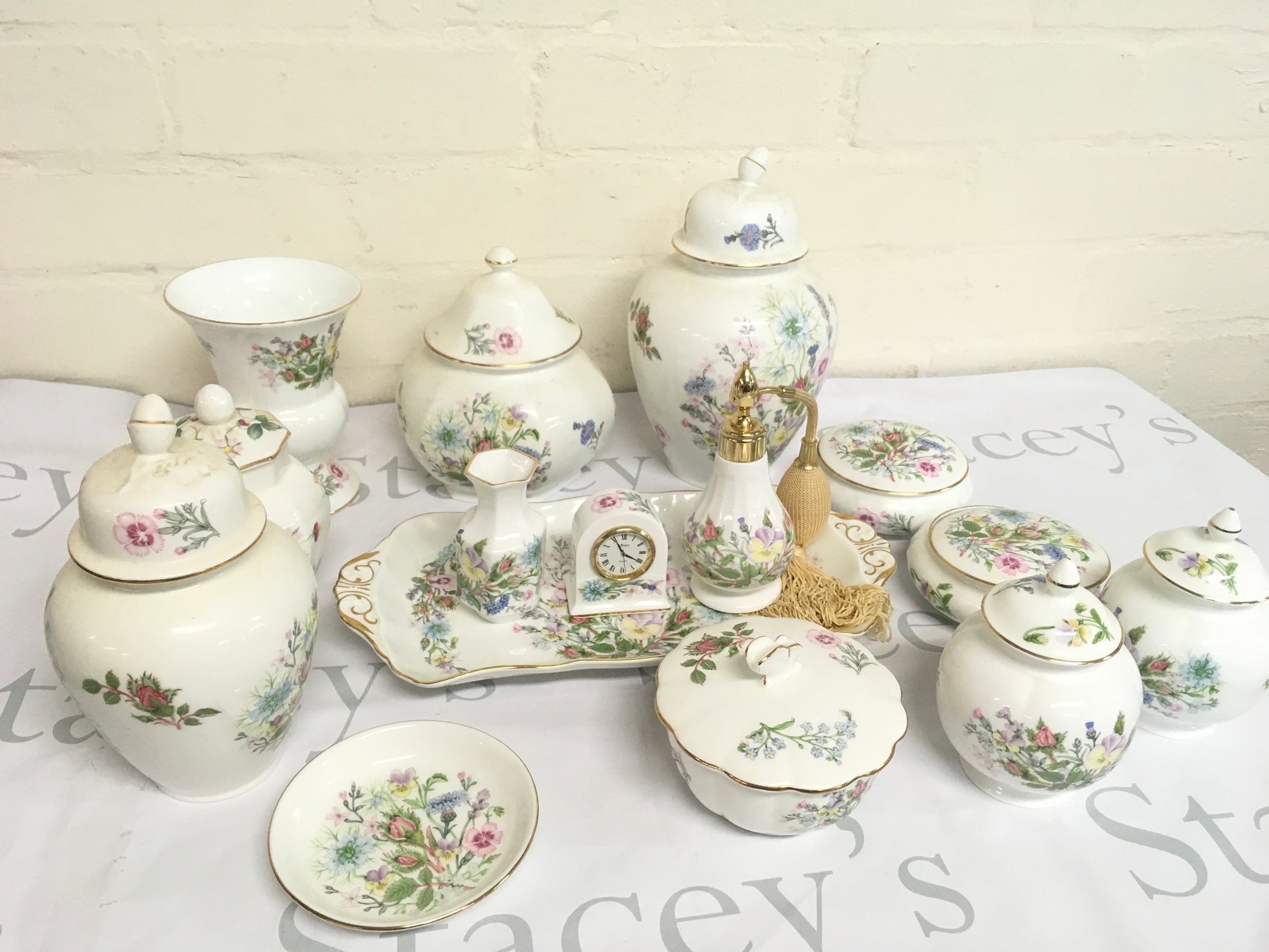 Ansley wild Tudor ceramics including vases, dish etc 