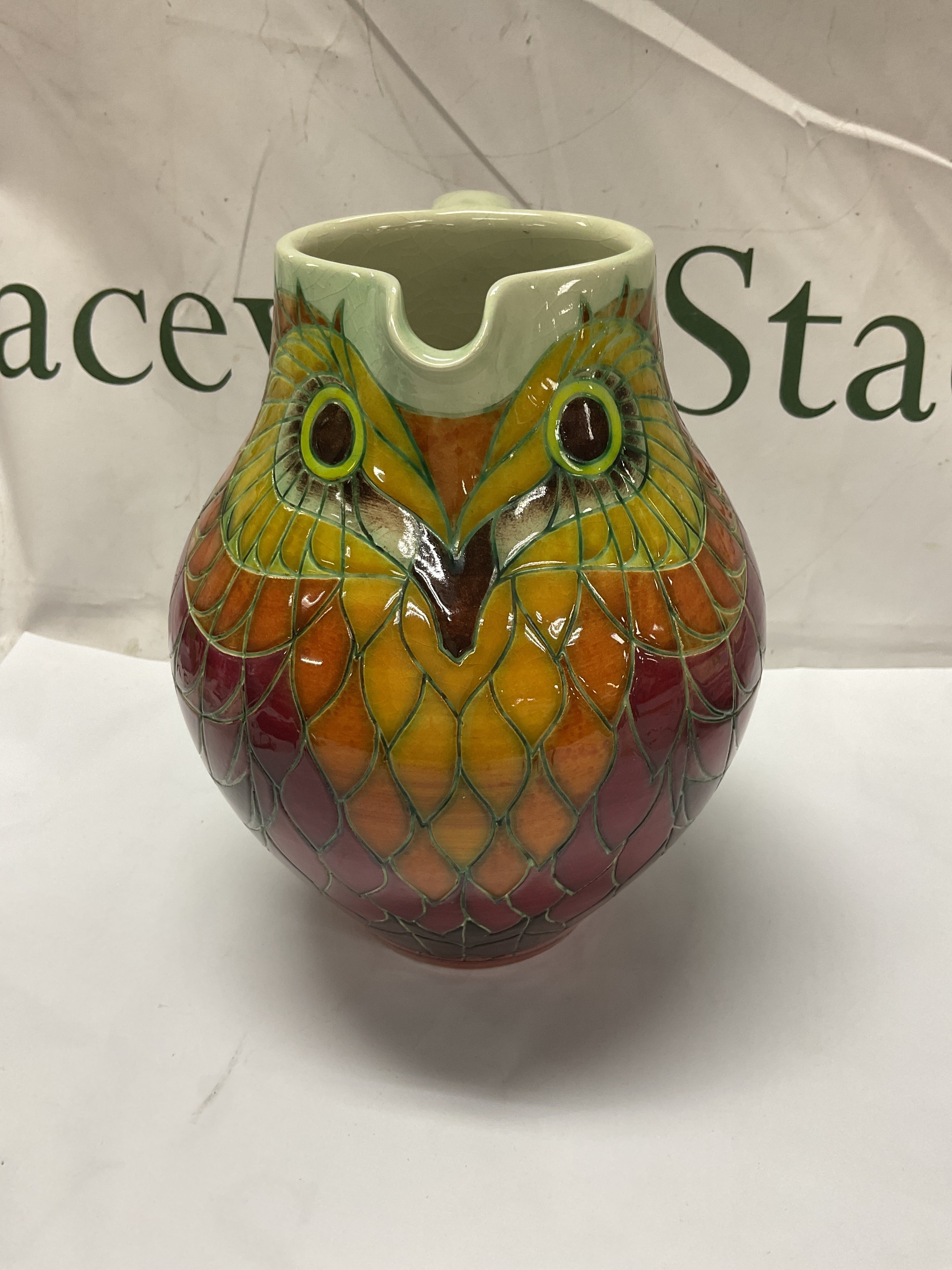 Large Dennis China Works signed Owl Jug. H20cm.