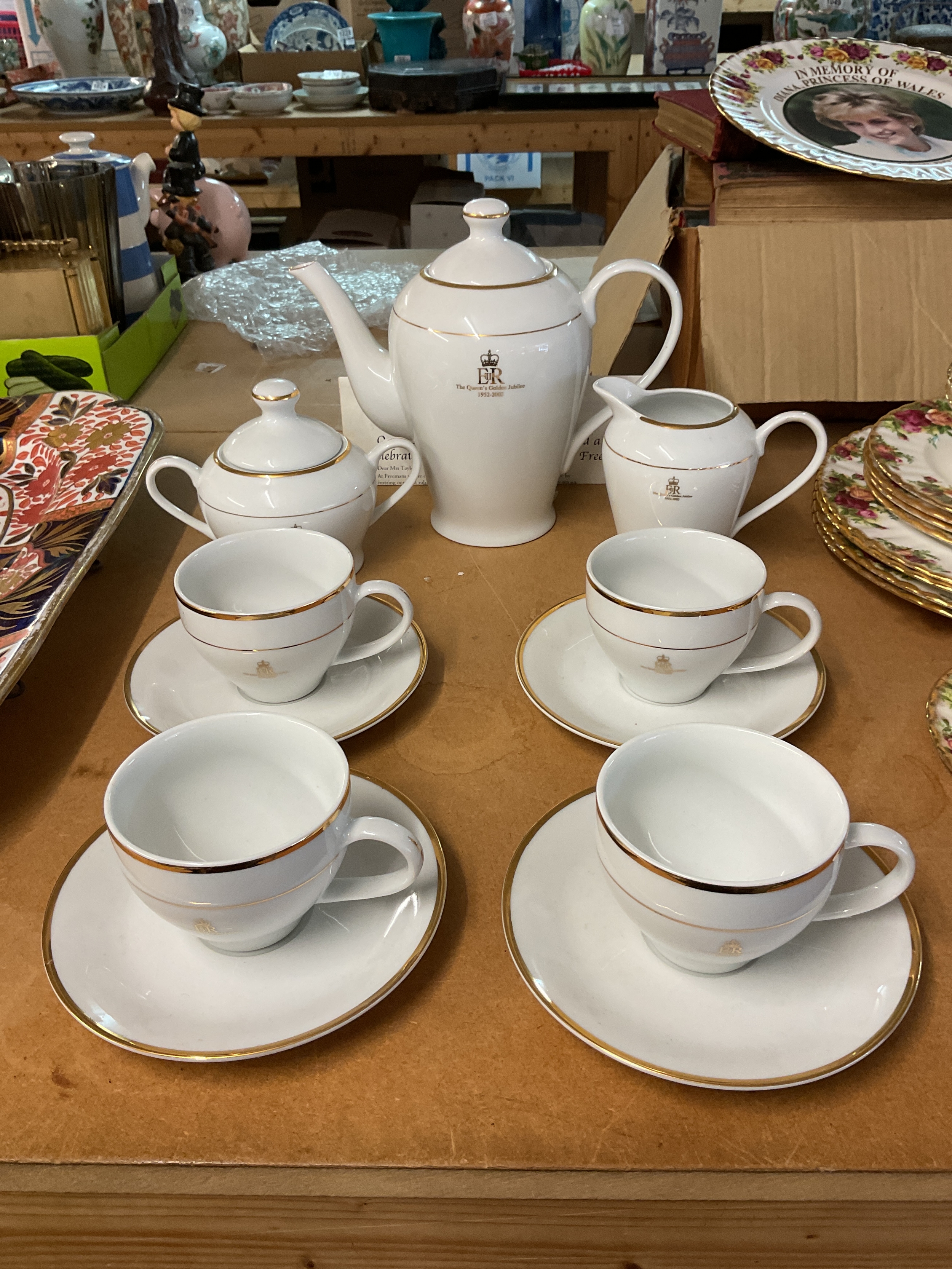 QEIIR Golden Jubilee tea set for four.