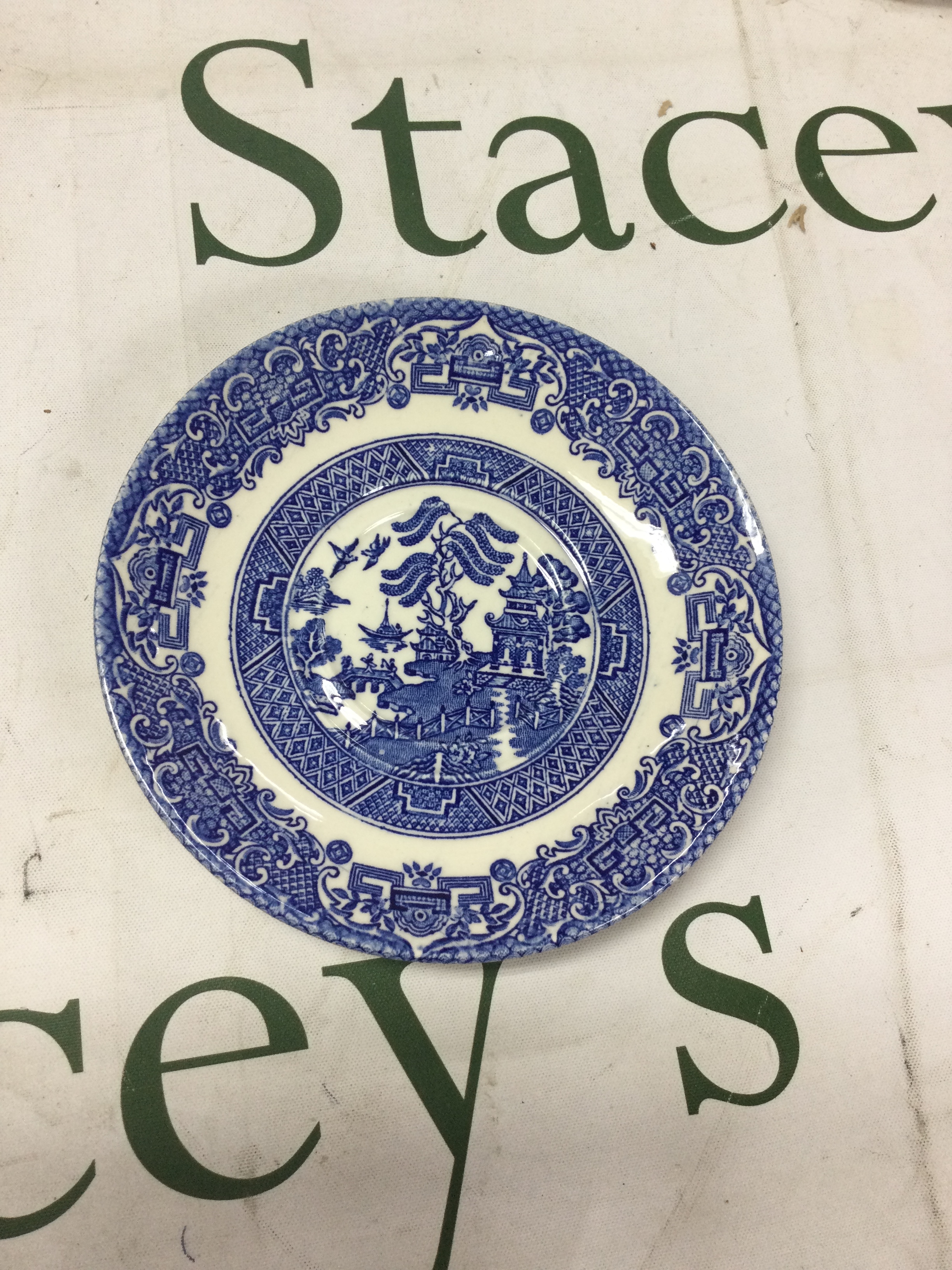 Blue willow patterned ceramics
