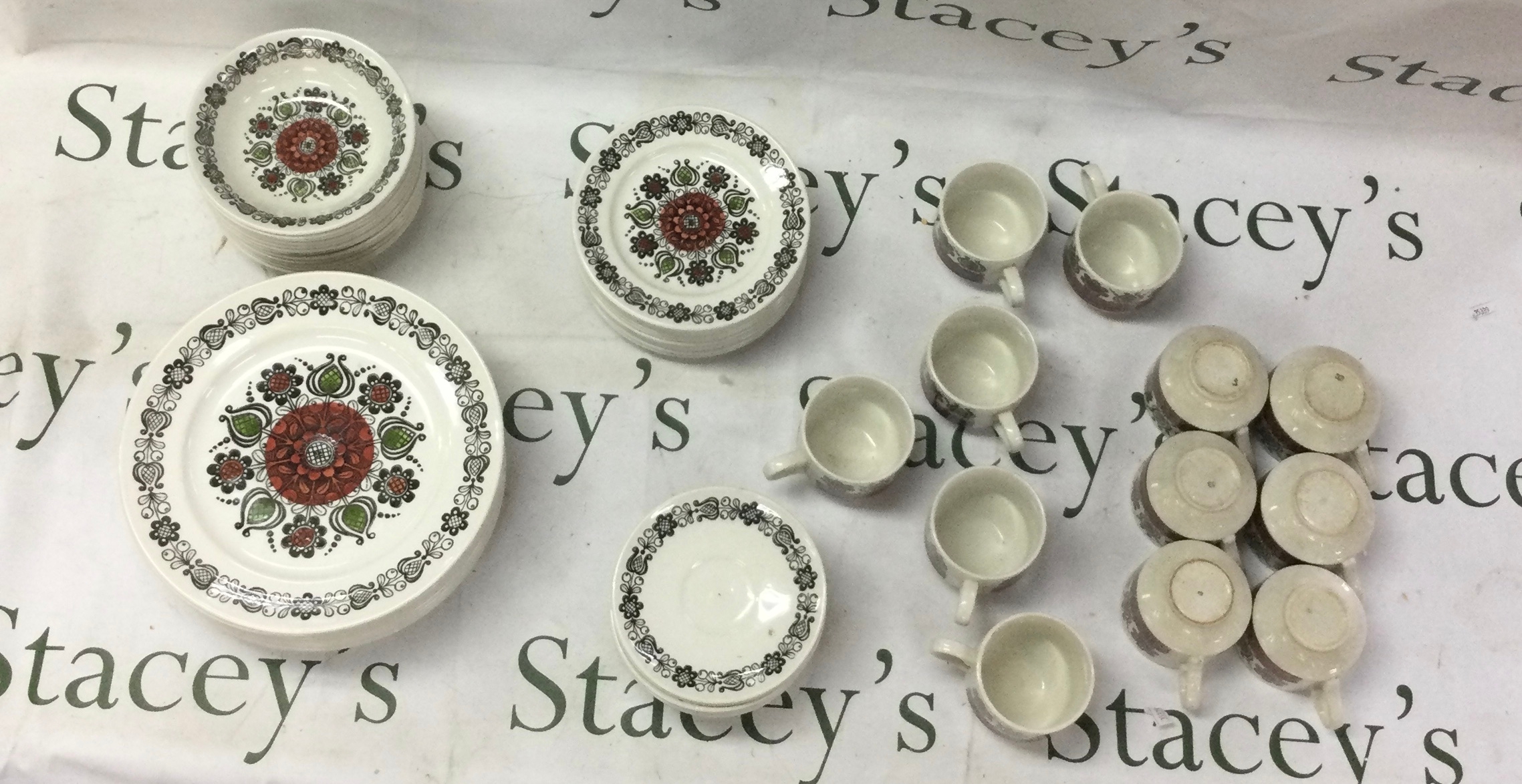 Vintage mid century style ceramic tea/dinner set and 1970 British stoneware.