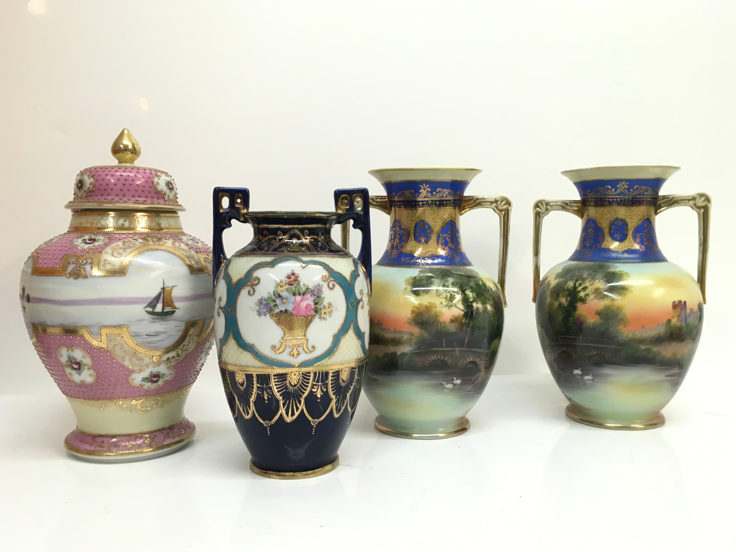Four Noritake vases , tallest 24cm