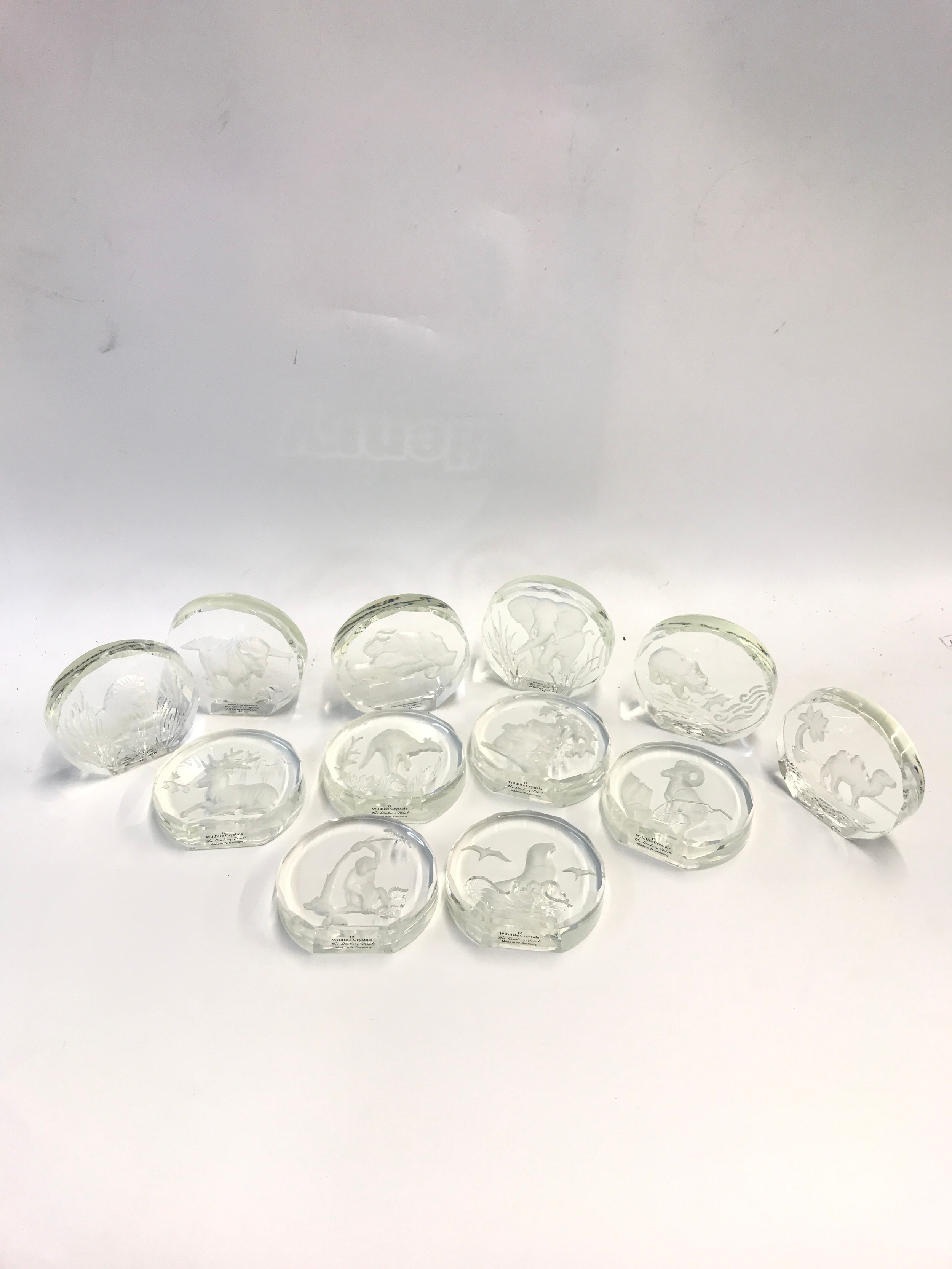 A collection lead crystal plaques from the 'Wildlife Crystal' collection produced by Franklin Mint. 