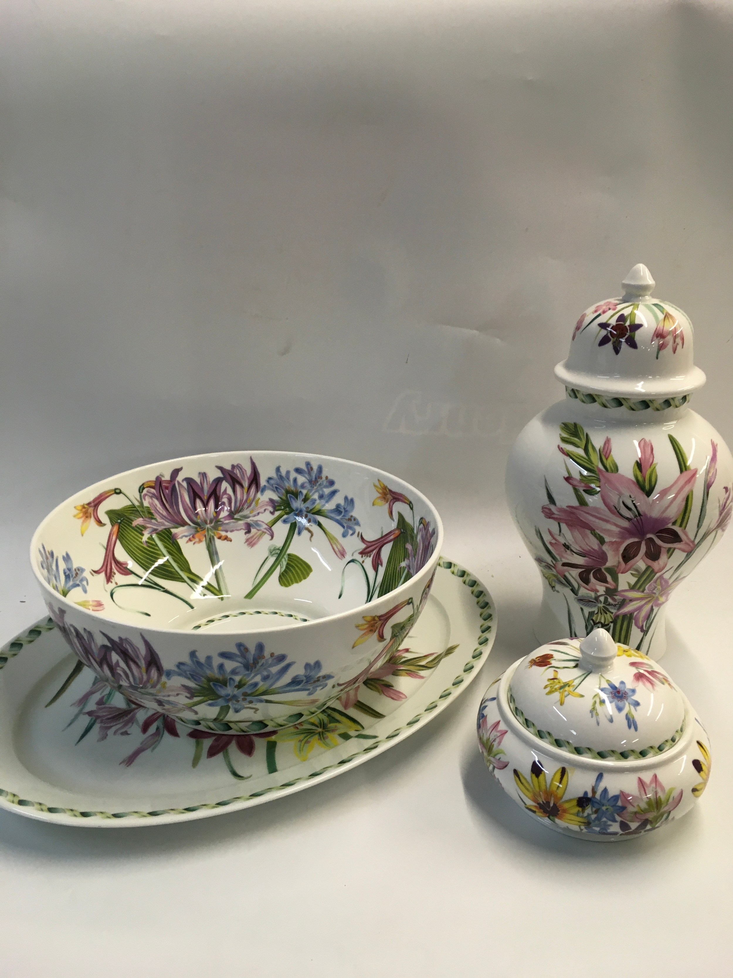 A collection of fine Portmeirion china tableware featuring a Ladies Flower Garden pattern. 