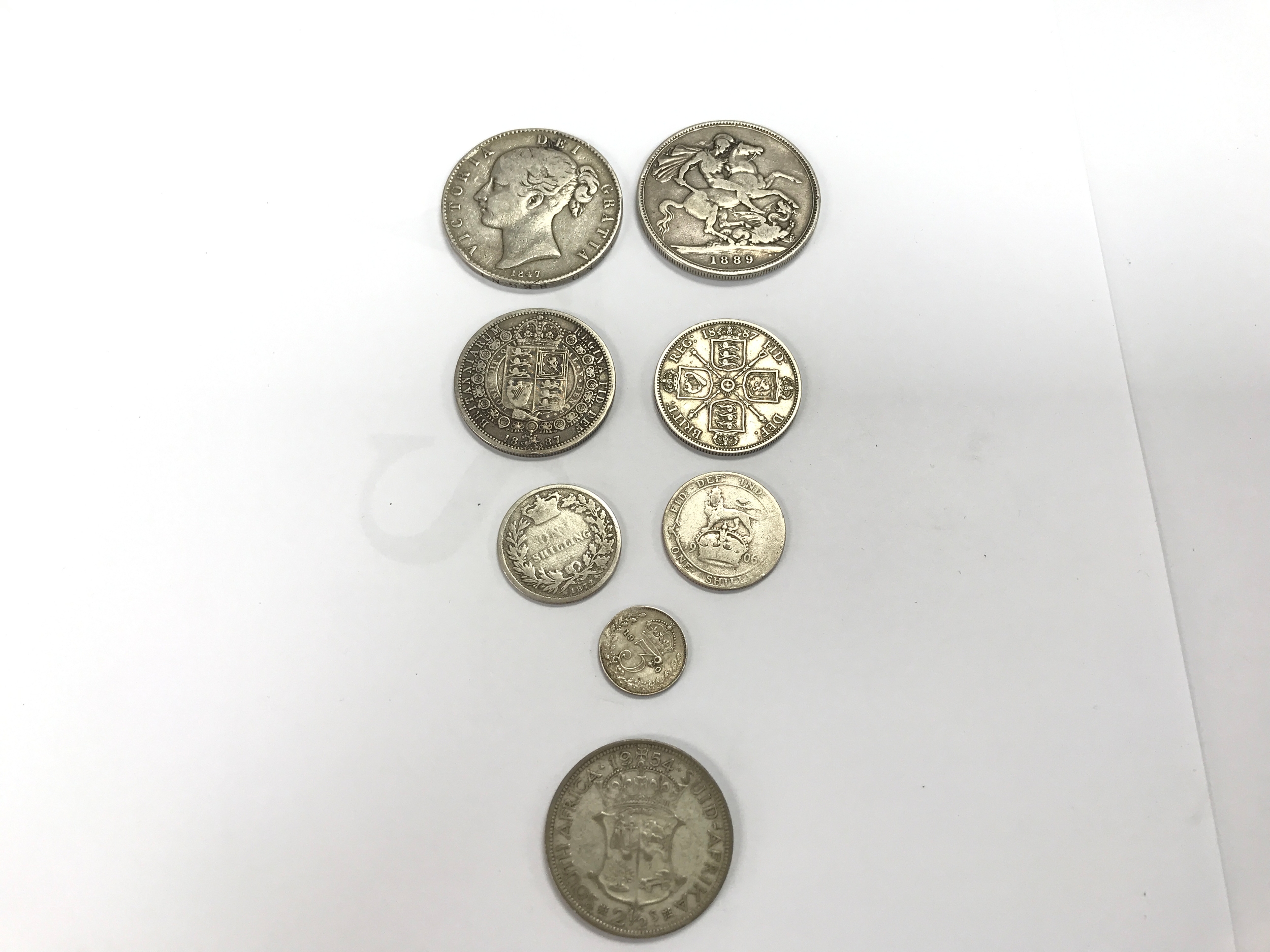Small collection of various coinage including 1847 and 1889 silver crowns etc