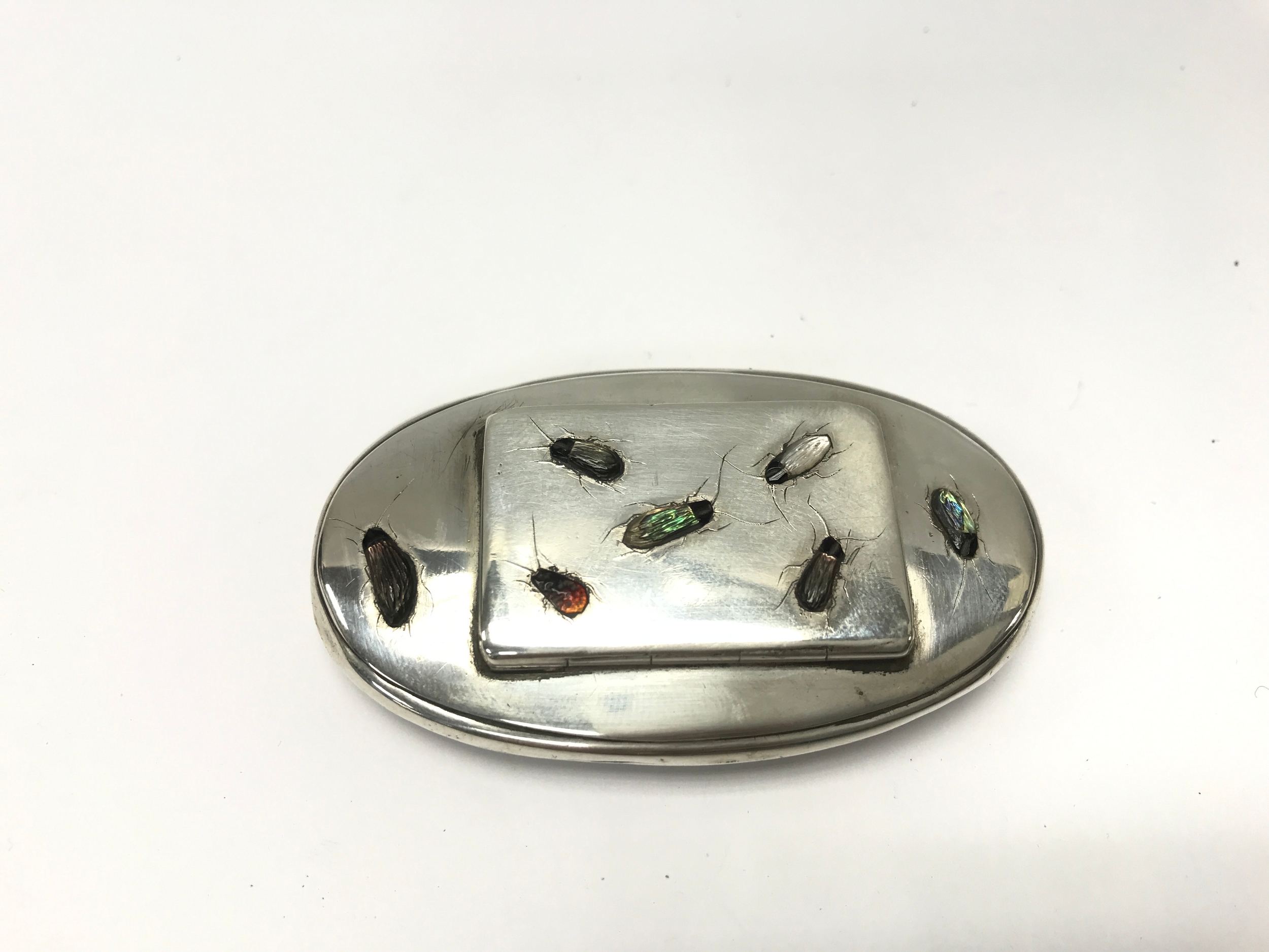 A Georgian silver Shibayama snuff box.