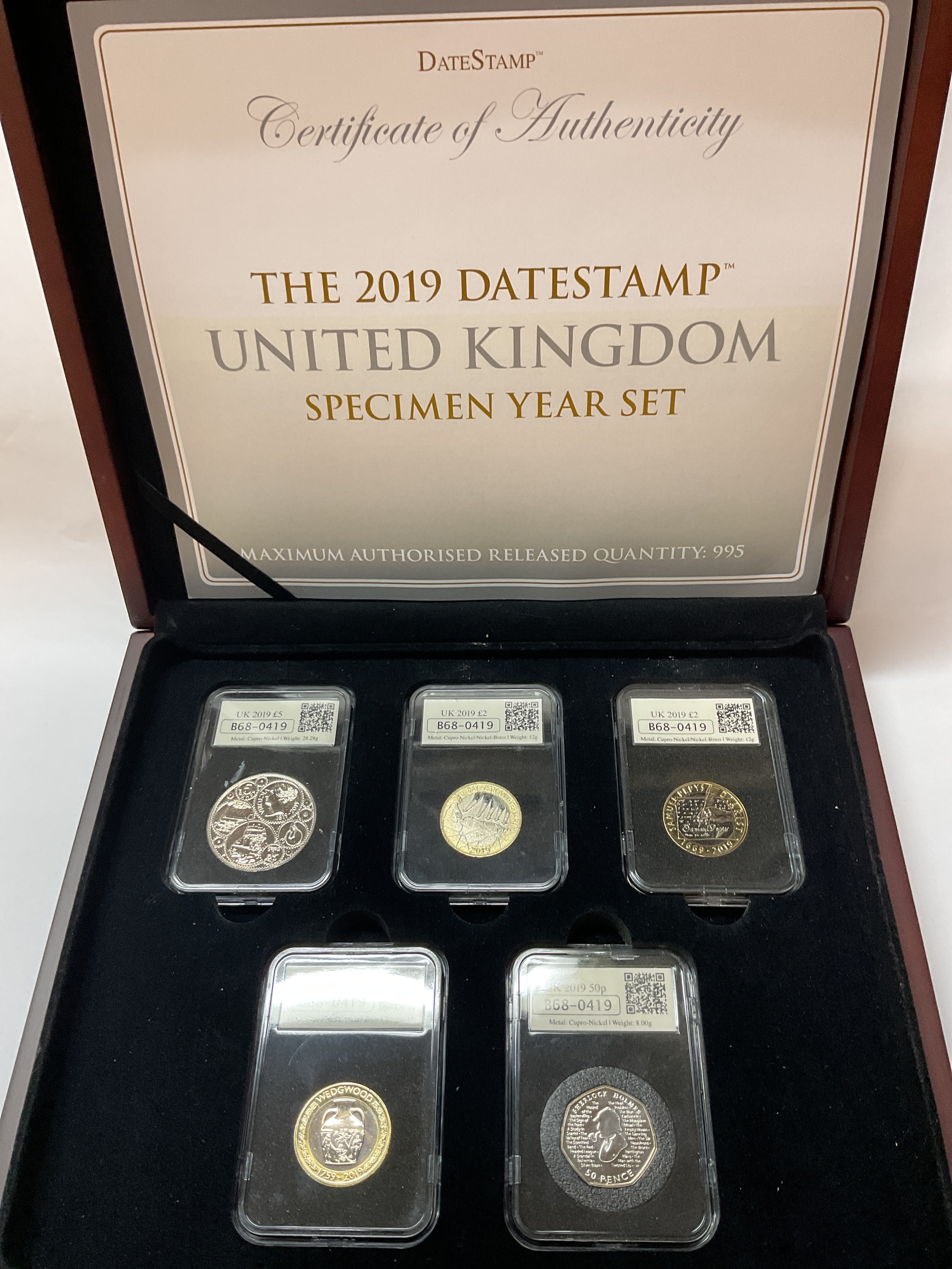 2019 Datestamp United Kingdom Specimen Year Set. Slabbed coins.