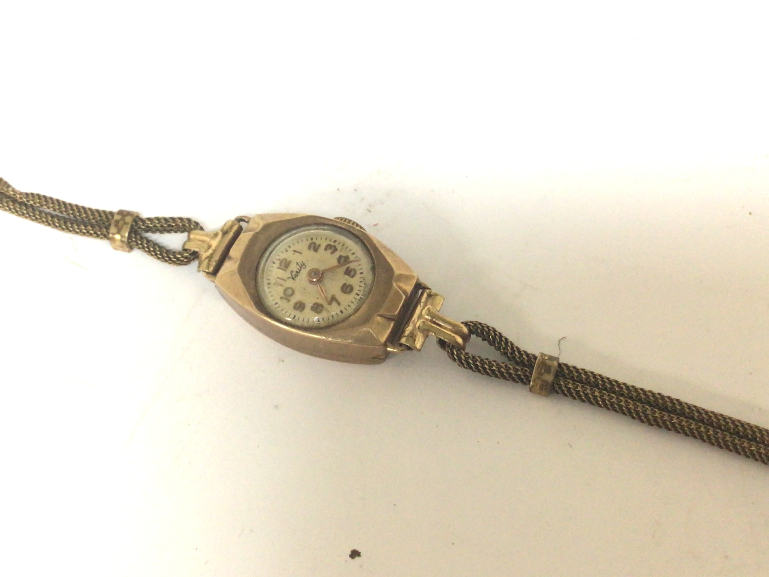  A Vintage 9carat gold cased ladies watch with gold plated strap. 