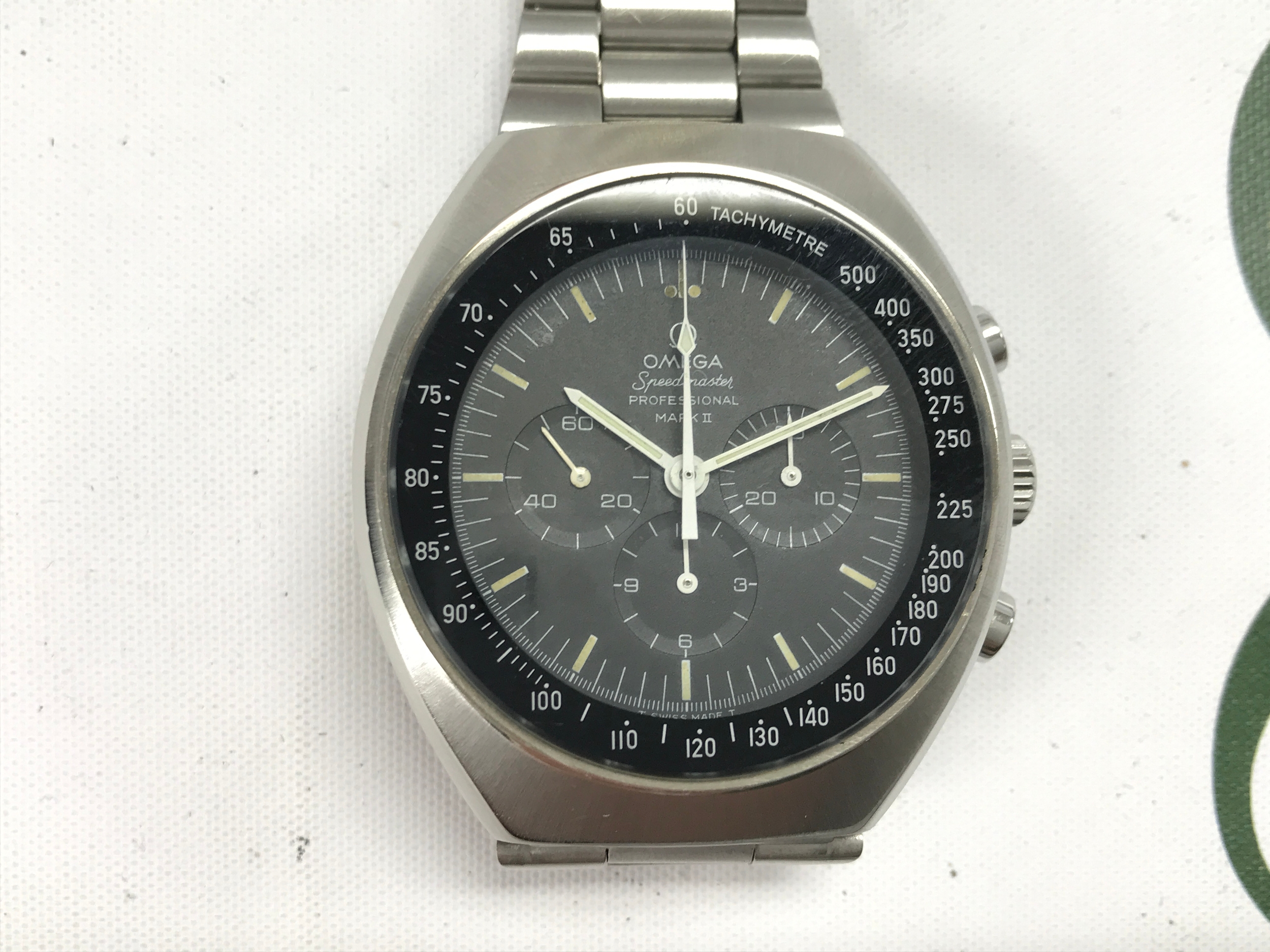 Omega Speedmaster MKII With service paperwork from 2015 and omega travel case. winds and runs.