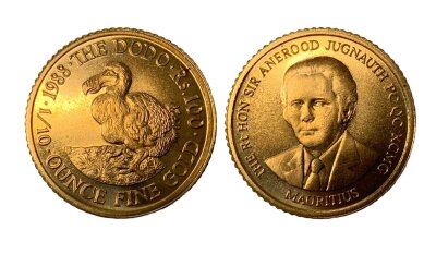 100 Rupees "Dodo" Gold Bullion, Mauritius 1/10th ounce.