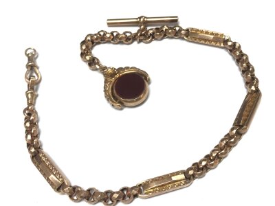 A vintage gold watch chain 9 karat gold. 28.2g