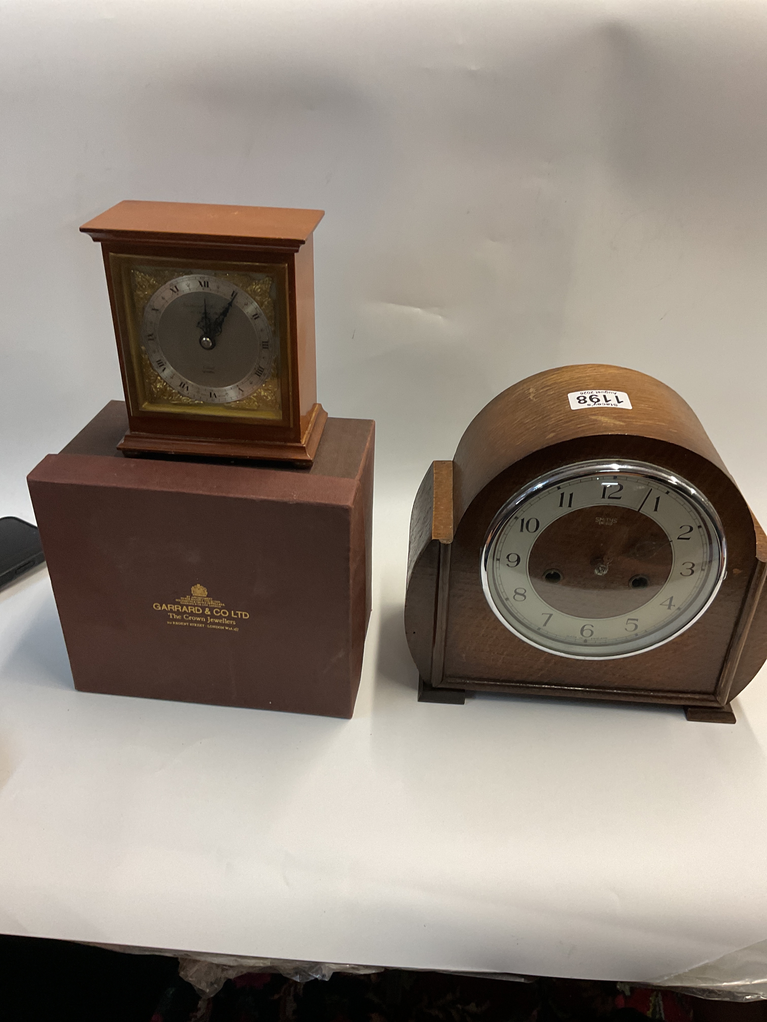 Cased Garrards clock and 1930s example TO BE SOLD WITHOUT RESERVE