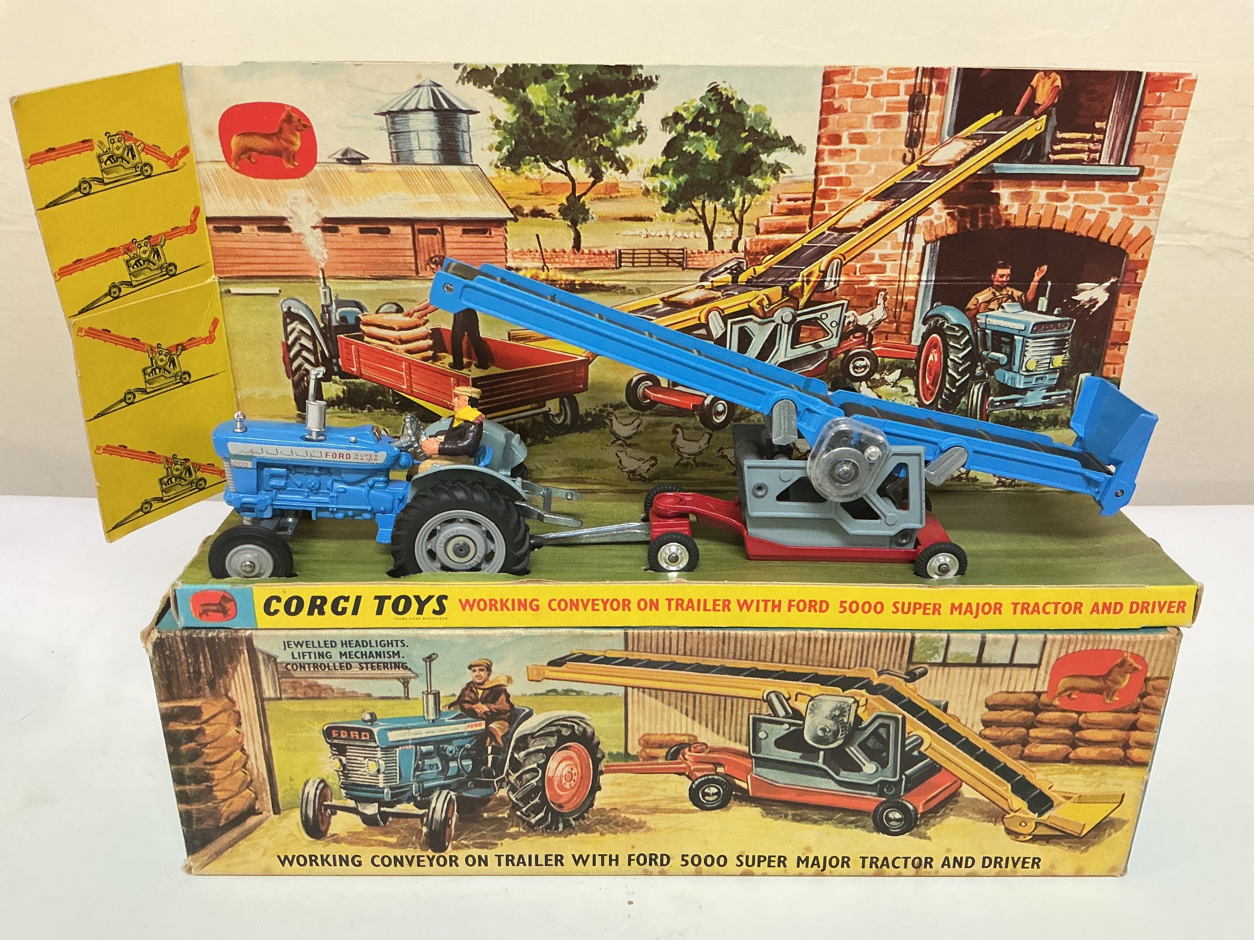 A Boxed Corgi Working Conveyor On Trailer With Ford 5000 Super Major Tractor And Driver Gift Set #47.