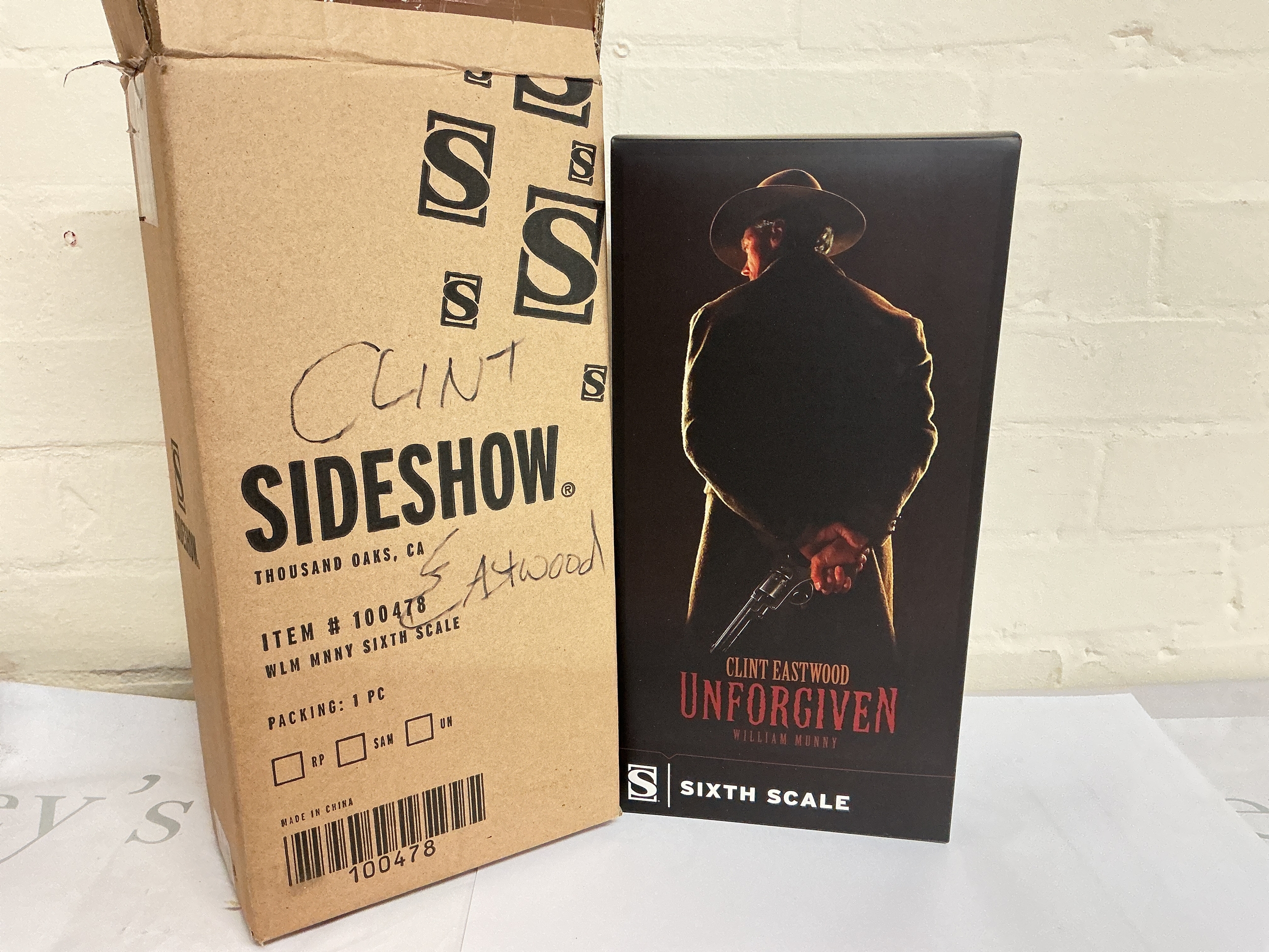 A Boxed Sideshow 1/6 Scale Model Of Clint Eastwood, William Munny In The Unforgiven. With Shipping Box.
