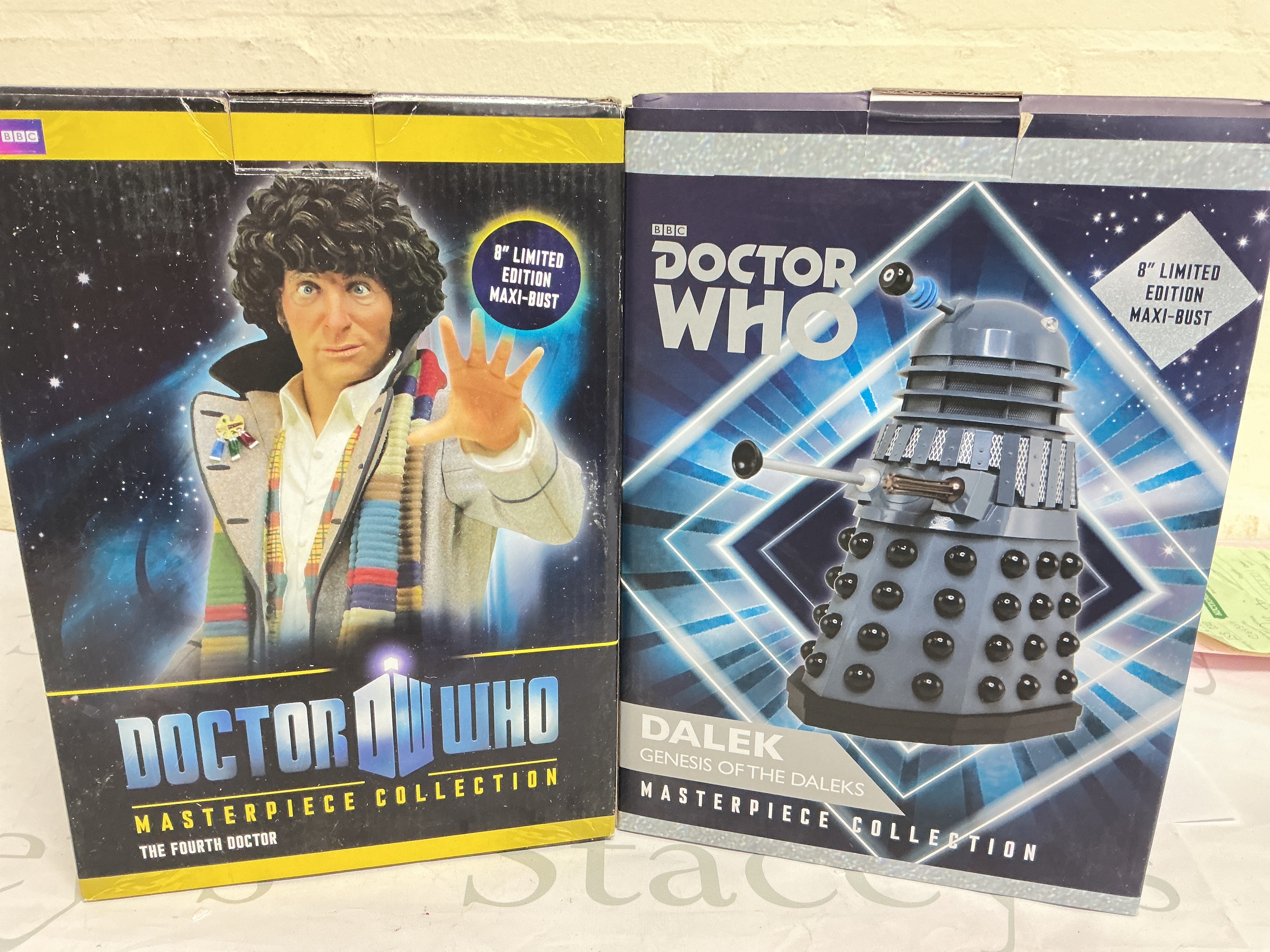 2 X Boxed Doctor Who 8" Limited Edition Maxi-Busts. The Fourth Doctor And Dalek, Genesis Of The Daleks.(2).
