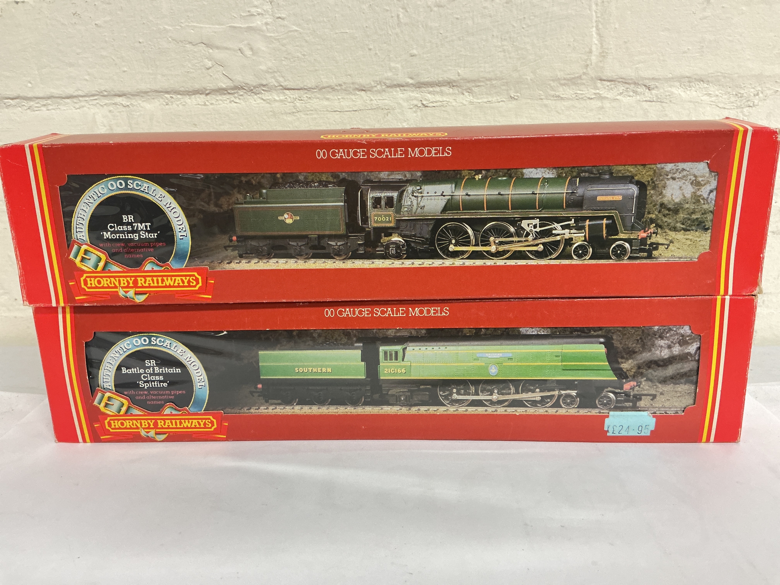 2 X Boxed Hornby 00 Gauge Locomotives. A BR Class 7MT Loco Morning Star #R033 And A SR Battle Of Britain Loco Spitfire #R374. No Reserve.