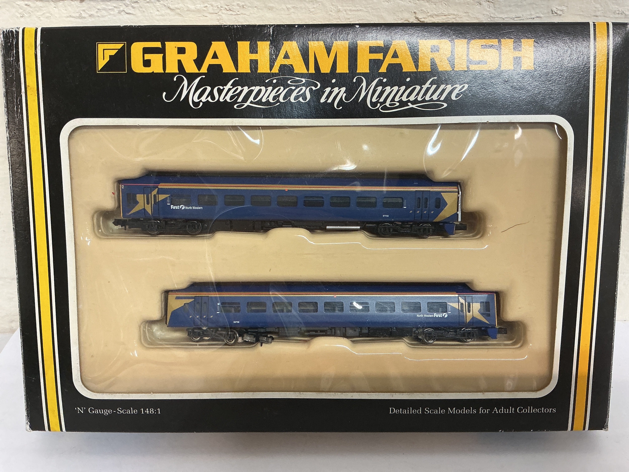 A Boxed Graham Farish 158 2 Car DMU First Northwestern #371551.