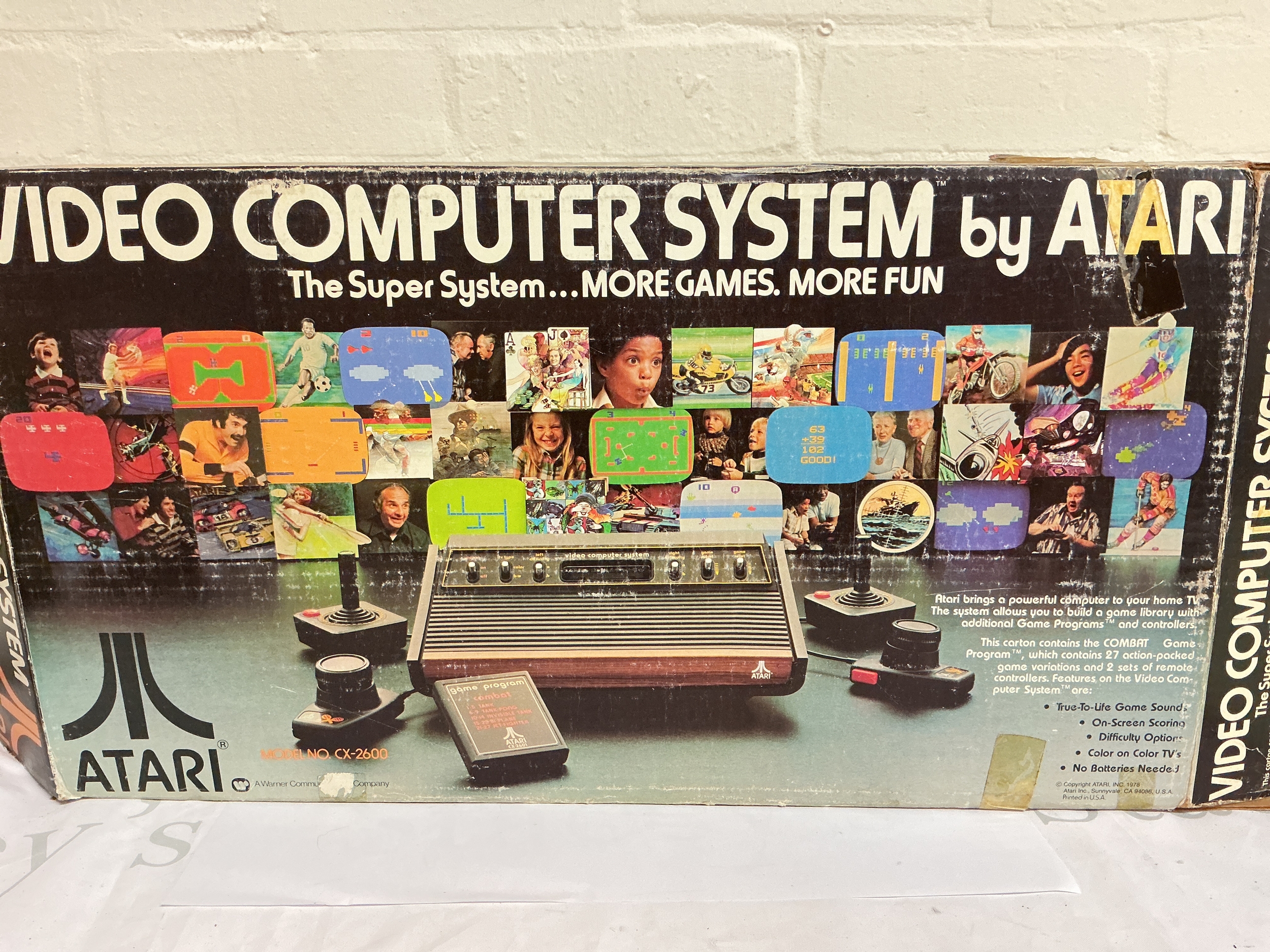 A Boxed Atari Video Computer System CX-2600 With 3 Games. Box Is Worn. No Reserve.