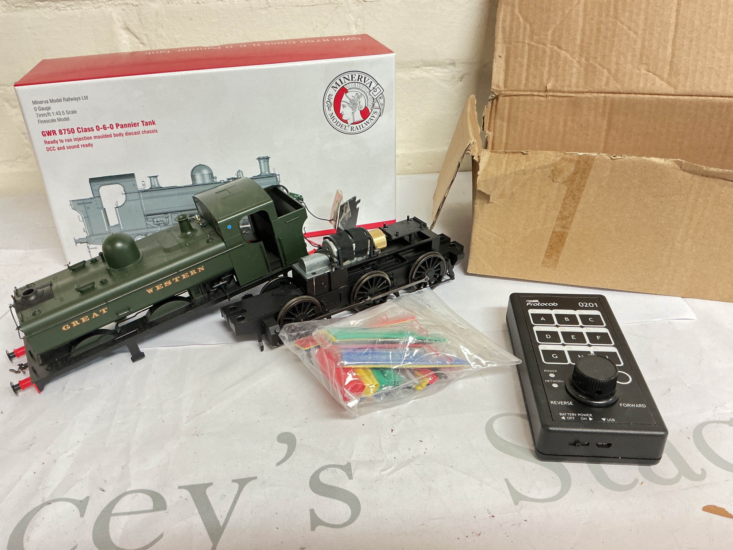 A Boxed Minerva Railways 0 Gauge GWR 8750 Class 0-6-0 Pannier Tank. In need of Repair. No Reserve.