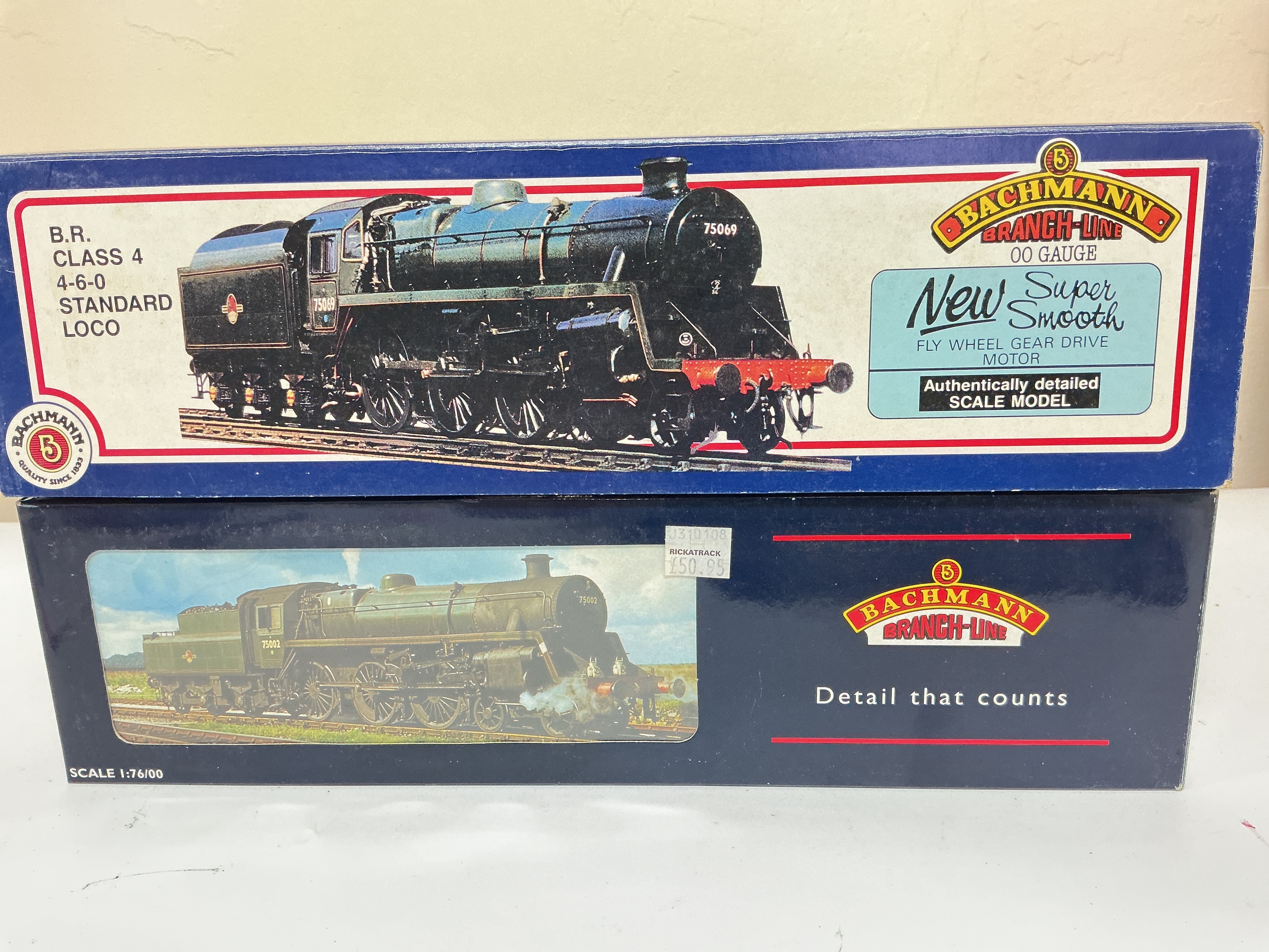 2 Boxed Bachmann 00 Gauge Locomotives. A BR Class 4 4-6-0 Standard Loco #31-102 And A Standard 4MT 75063 BR Lined Black #31-108.