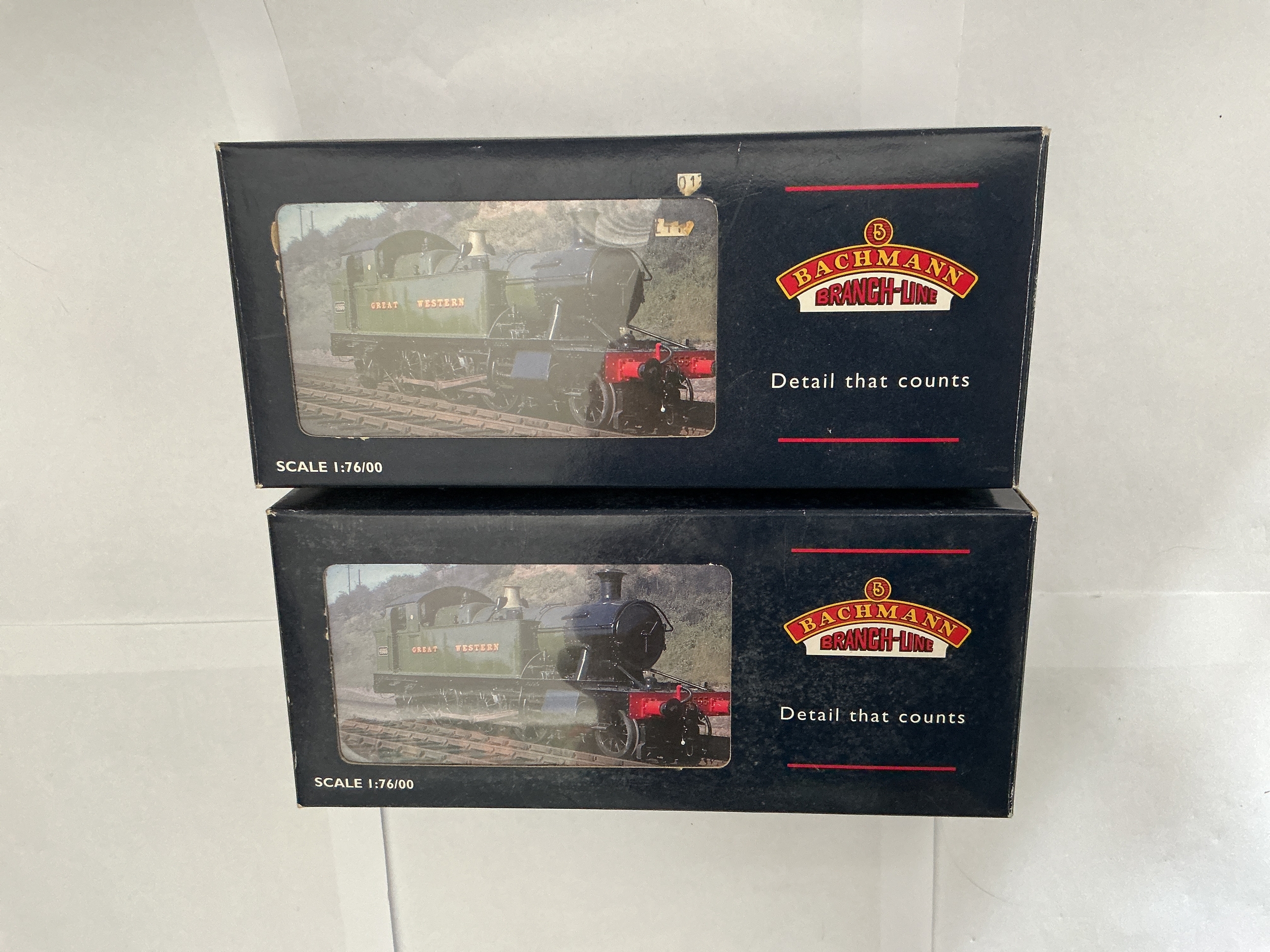 Two Boxed Bachmann Branch-line 00 Gauge Locomotives. One 45XX Tank 4560 BR Black Early Emblem, 32-126. One 45XX Tank 4566 Lined Green Late Crest, 32-125. No Reserve.