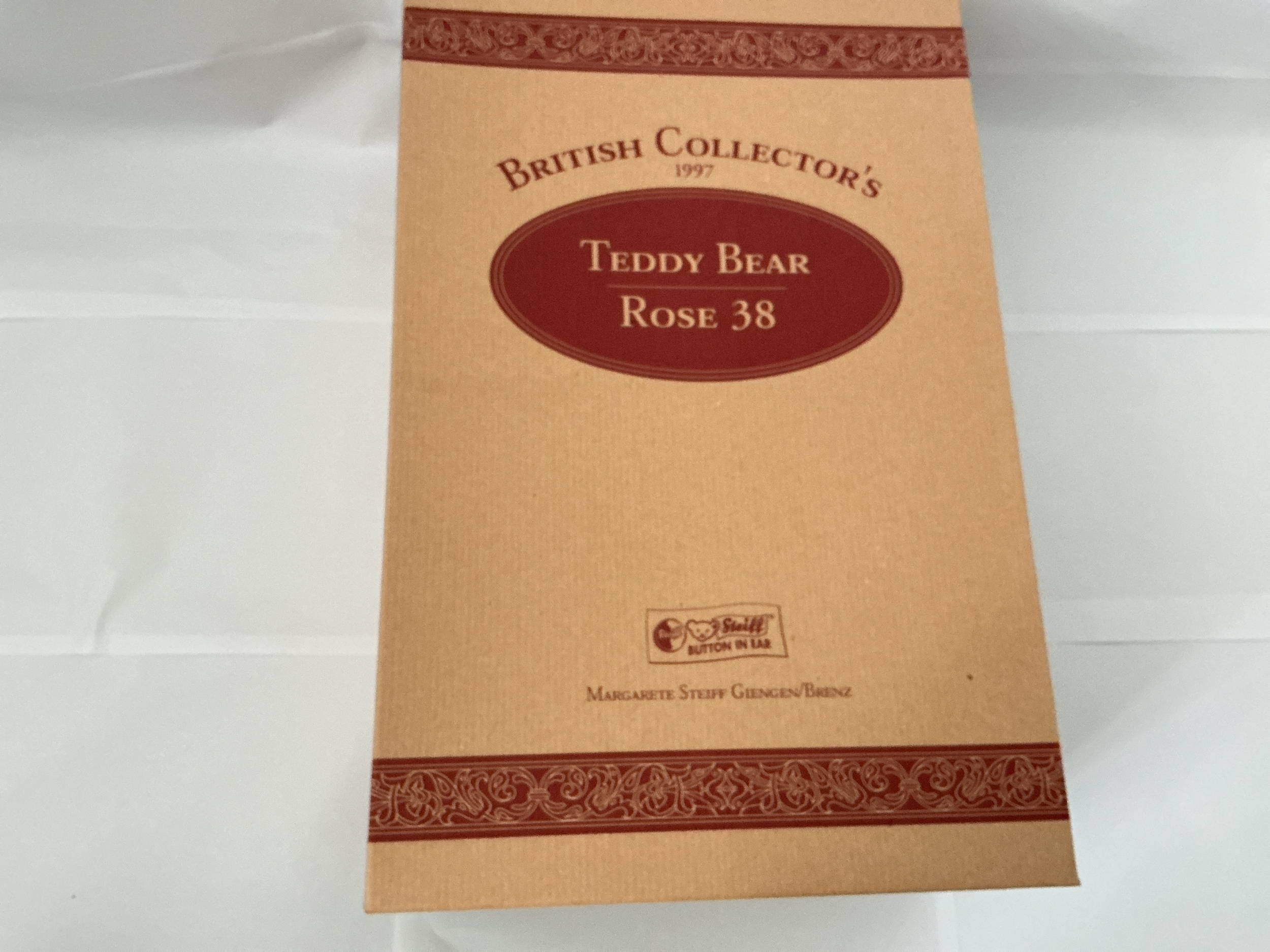 A Boxed British Collectors 1997 Steiff Teddy Bear, Rose 38. No Reserve.