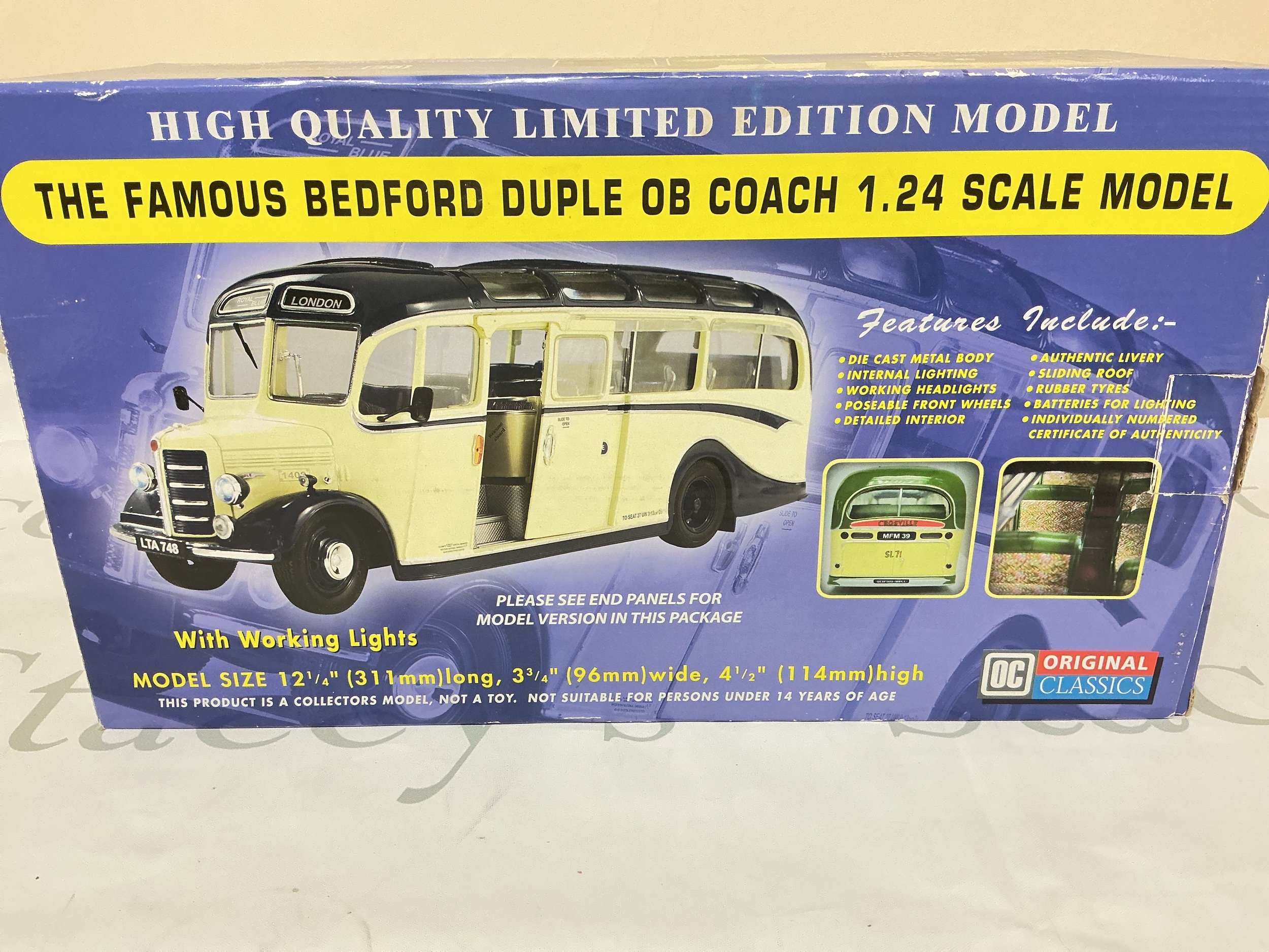 A Boxed Original Classics Bedford Duple OB Coach 1/24 Scale.