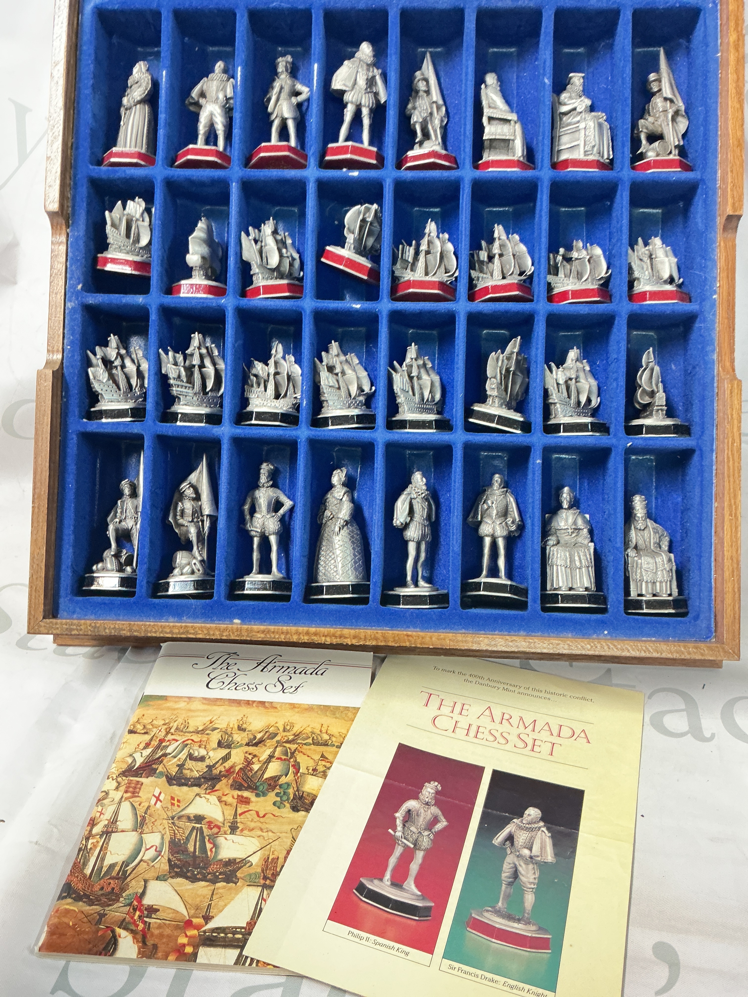 A Danbury Mint Armada Pewter Chess Set. No Reserve.