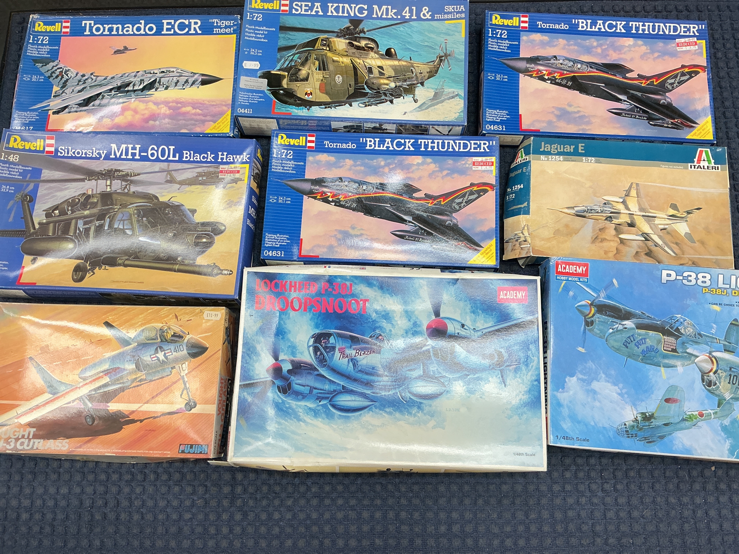 A Box Containing Boxed Plastic Model Kits Including Revell, Italeri, Fujimi, Academy.
