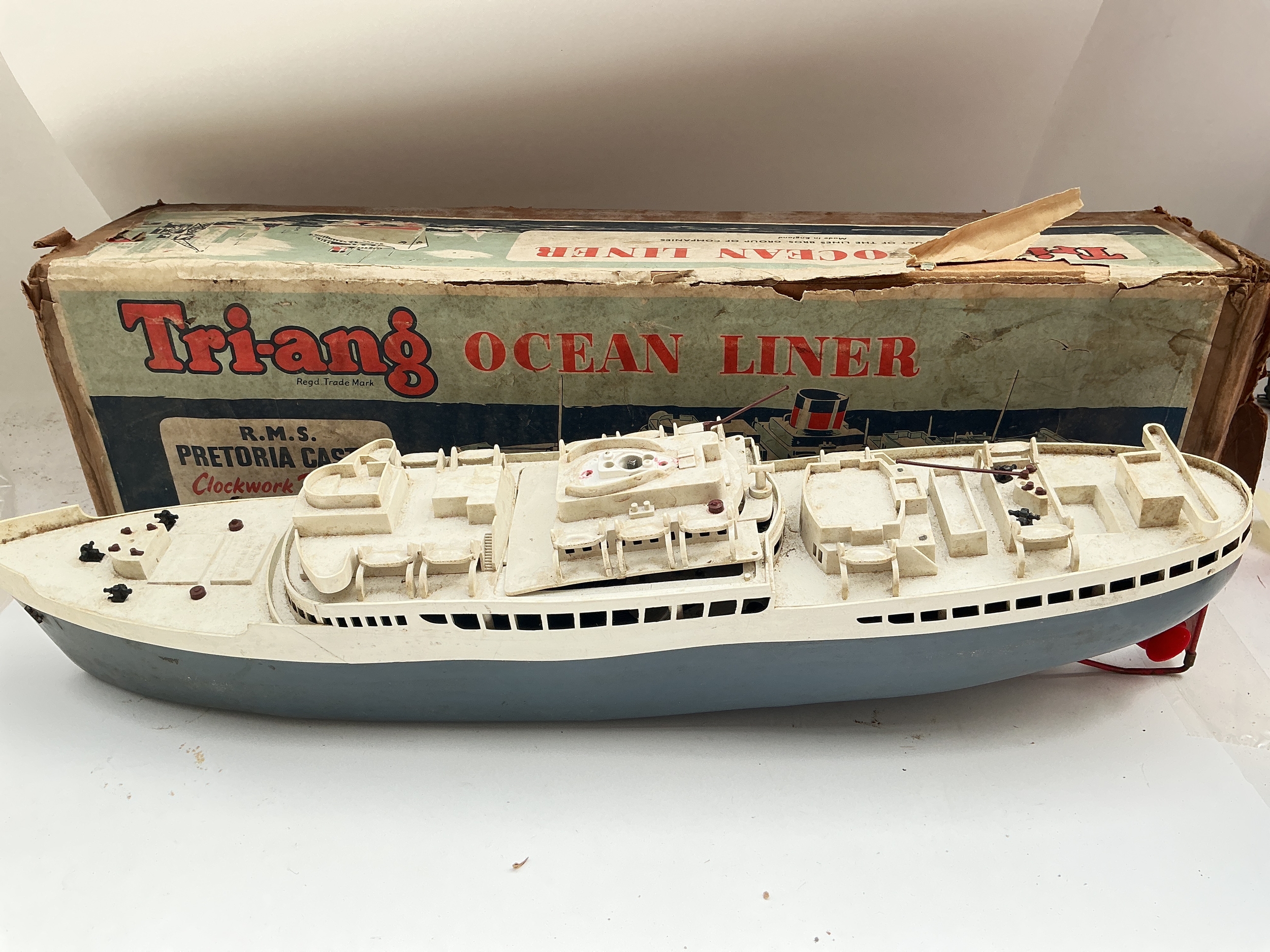 A Boxed Tri-Ang Clockwork Ocean Liner, No Reserve.