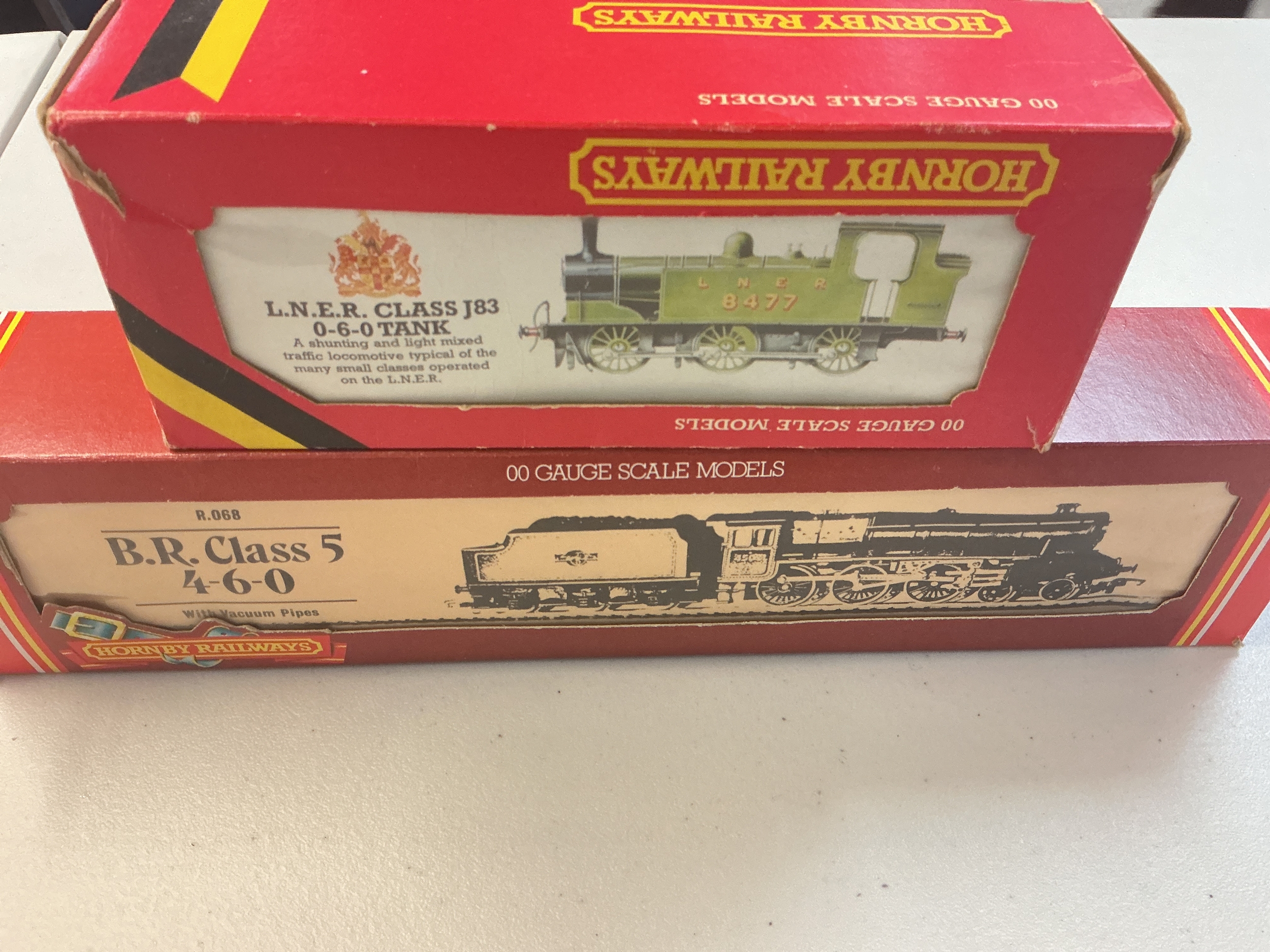 2 Boxed Hornby 00 Gauge Locomotives, A L.N.E.R. Class J83 0-6-0 Tank #R252 And A B.R. Class 5 4-6-0 #R072.