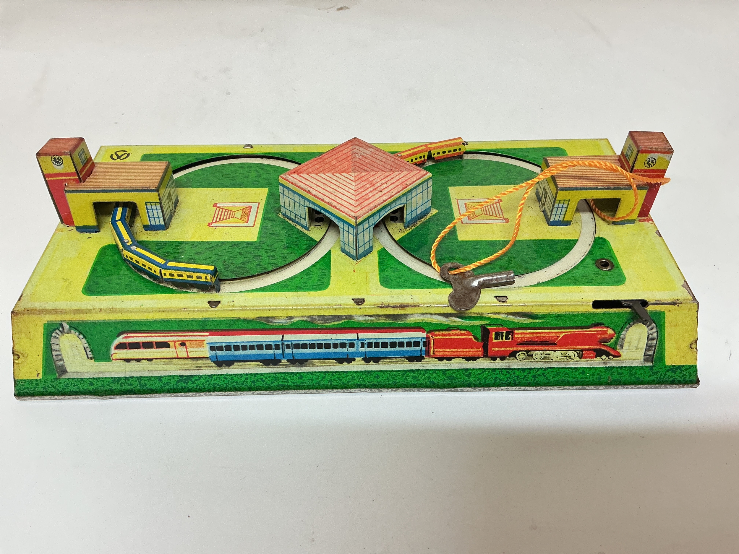 A 1950s Tinplate Russian Clockwork Train With Original Key, In Working Order.