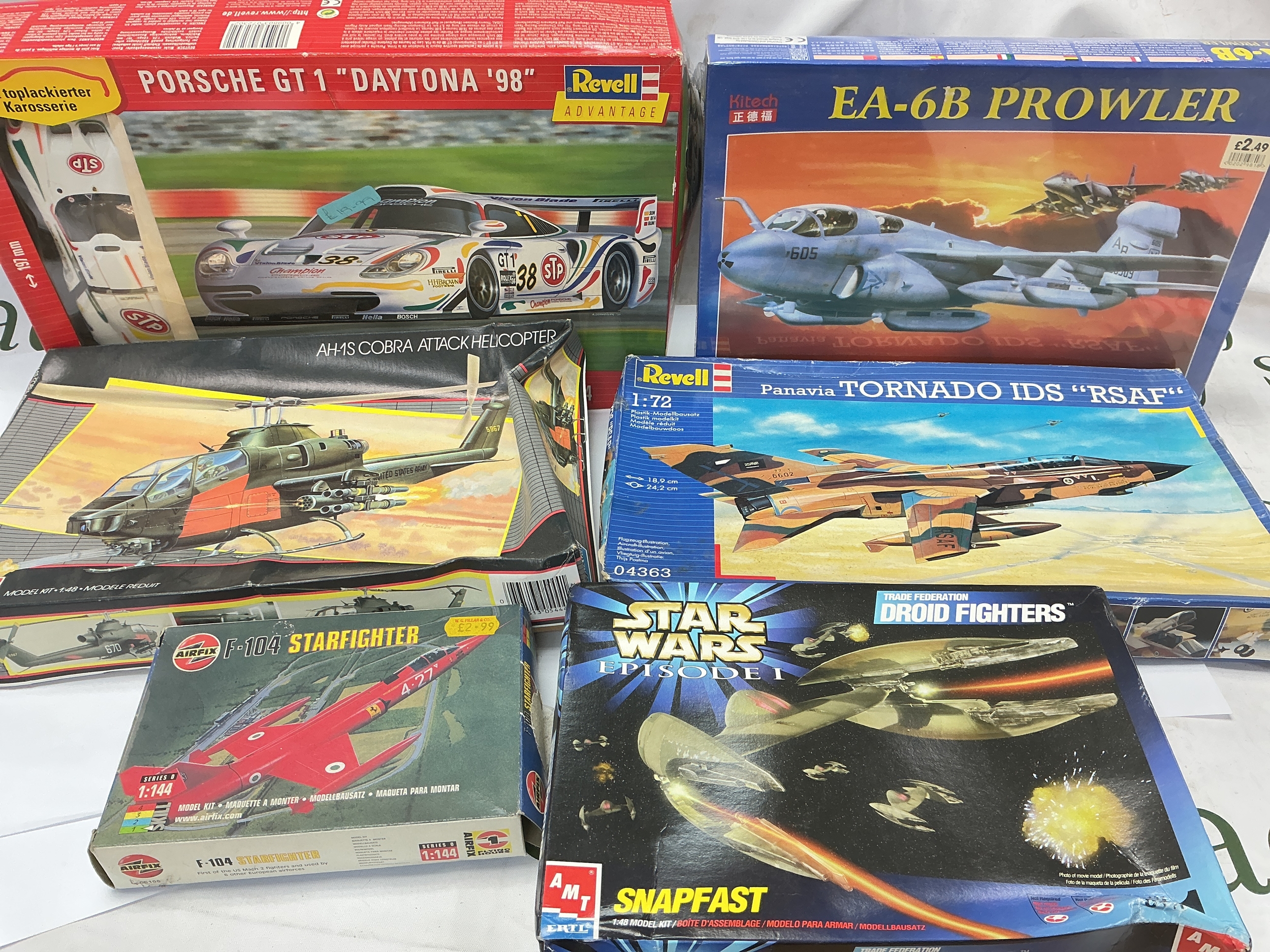 7 Boxed Plastic Model Kits Including Revell, Airfix, Monogram, Kitech Etc. No Reserve.