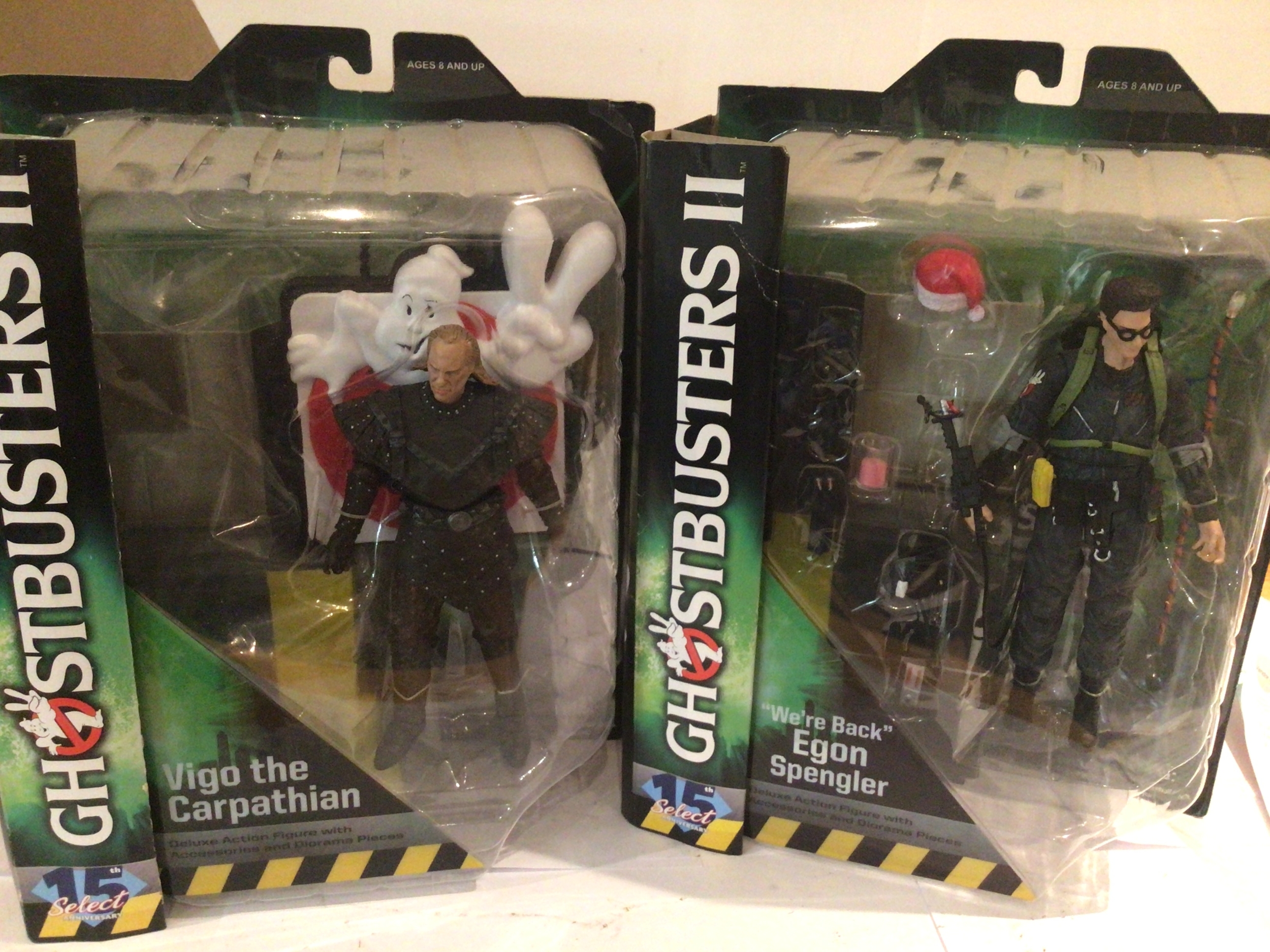 Two unopened in original packaging Ghostbusters II action figures featuring Vigo the Carpathian and We're Back Egon Spengler.  No reserve