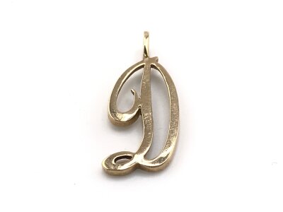 A 9ct gold D pendant 
2.10g and 33mm approximately