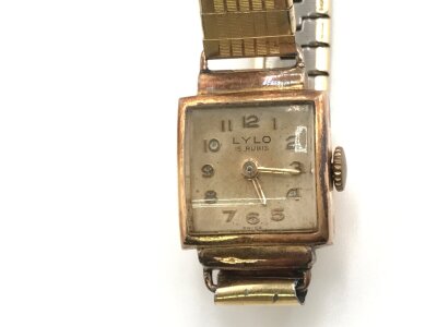 An 18ct gold cased vintage ladies LYLO watch with gold plated bracelet.
21g total