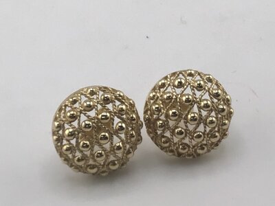 A pair of 9 carat gold earrings of circular shape. Weight 2.8g